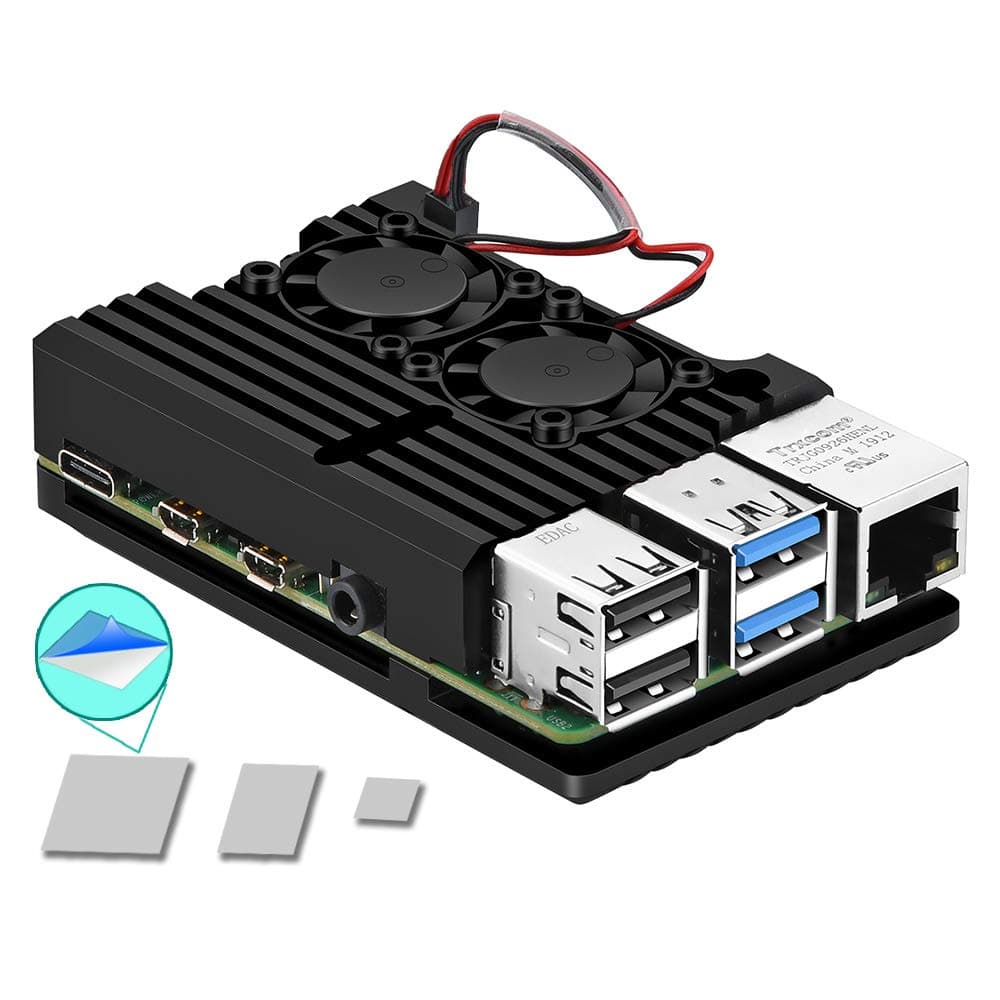 Armor Case for Raspberry Pi 4 - Metal Case with Dual Fan Aluminium Alloy, Pi 4 Heatsink
