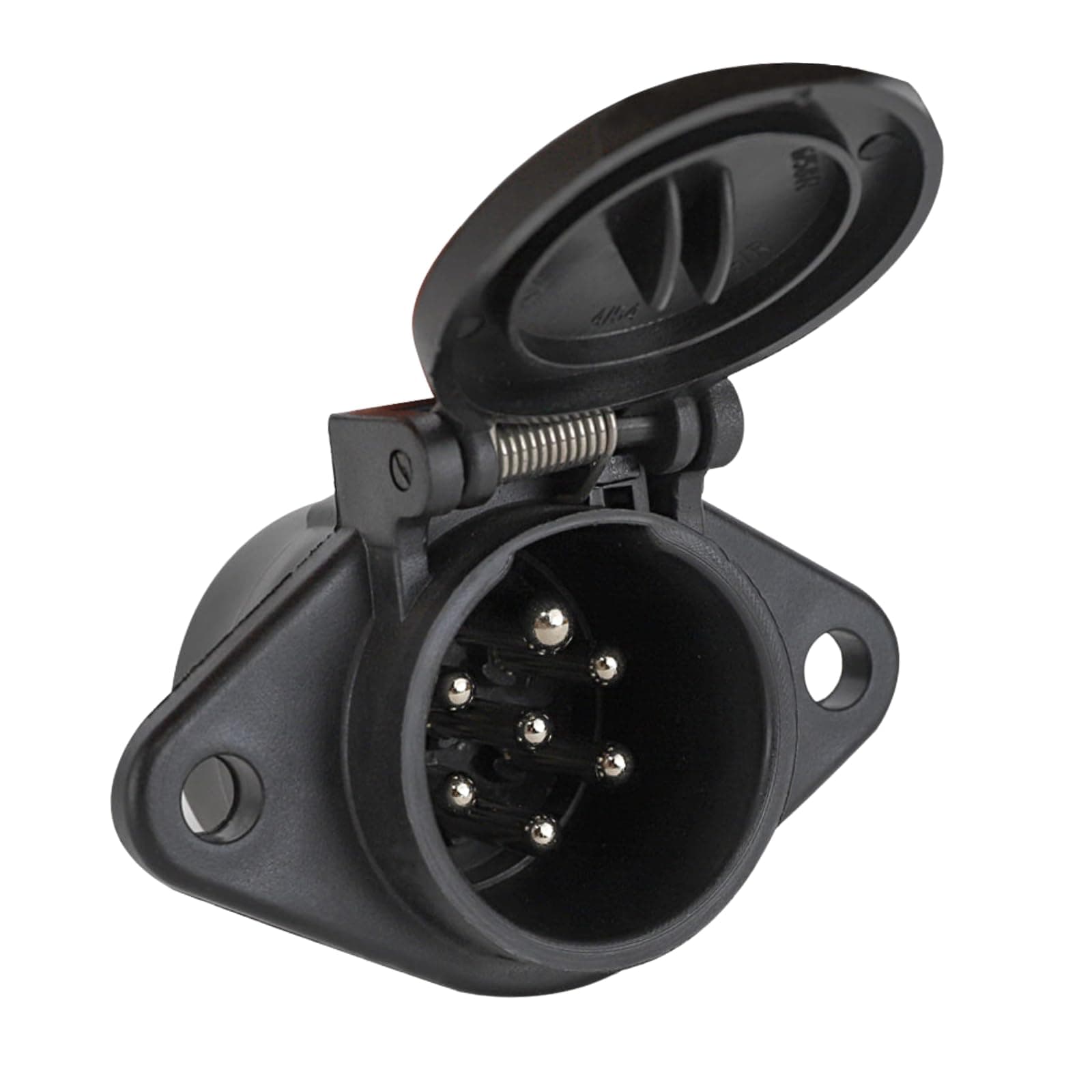 MECMO 7-Pin Round Vehicle-Side Female-End Socket Replacement SAE J560 Style, Durable Glass-Filled Nylon Housing 7-Way Round Electrical Connector, Semi Truck Trailer Wiring Harness Car End - Black