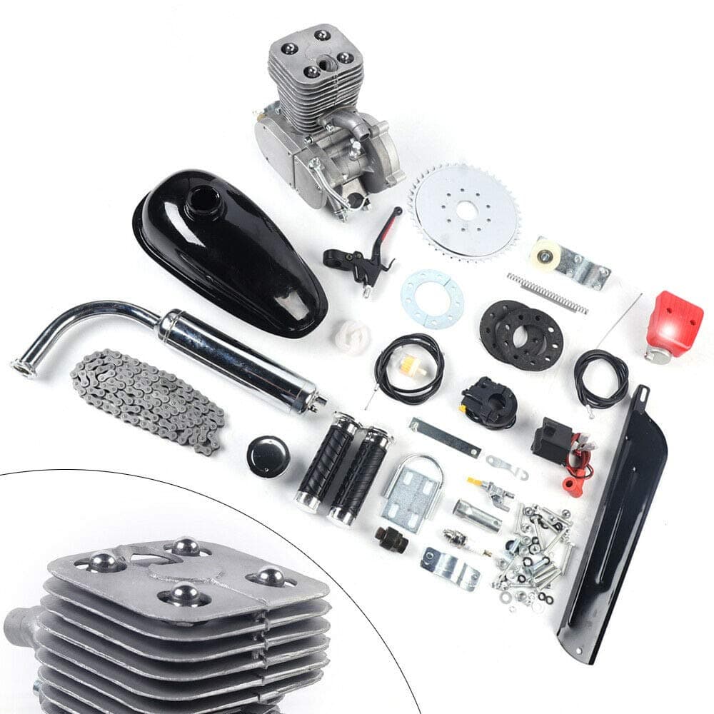 Bike Engine Kit,100cc 2-Stroke Bicycle Gasoline Engine Motor Kit DIY Motorized Bike Single Cylinder Air-cooled CDI Ignition,3.2kw/5500r/min,0.53Gal Large Fuel Tank