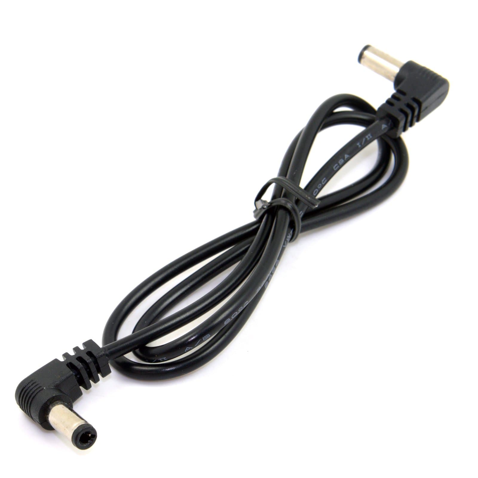 JSER DC Power 5.5 x 2.1mm / 2.5mm Male to 5.5 2.1/2.5mm Male Plug Cable Right Angled 90 Degree 60cm JSER