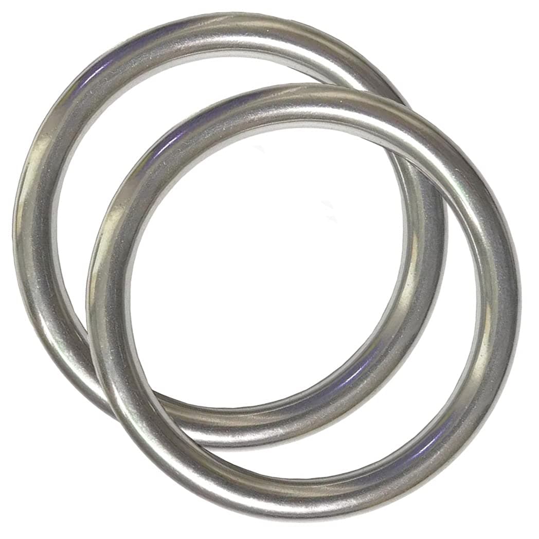 4" Metal O-Ring, 2 Pack 304 Seamless Welding Stainless Steel Rings Heavy Duty Smooth Solid Multi-Purpose Big Ring for for Crafts, 10mm x 80mm