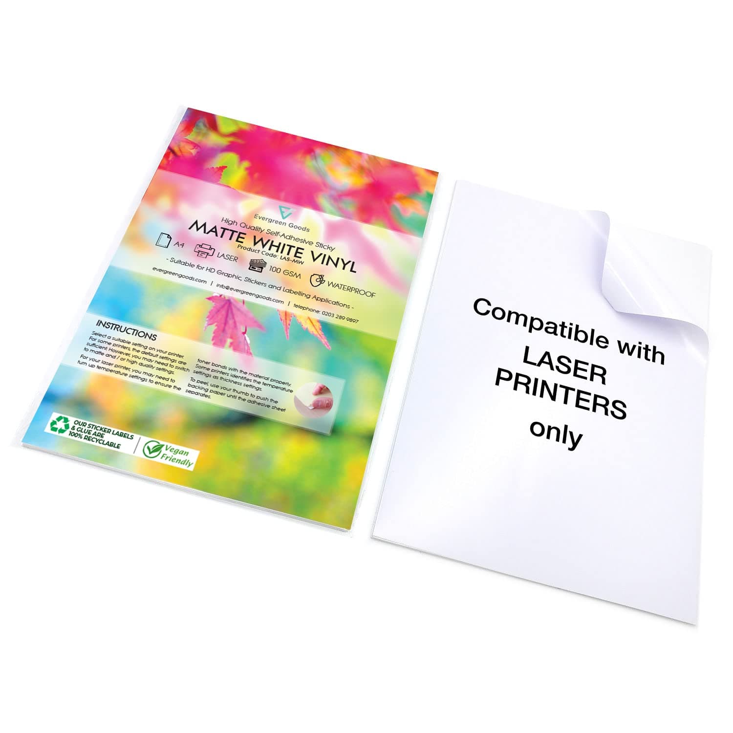 Self Adhesive Matte White Vinyl (Laser)
