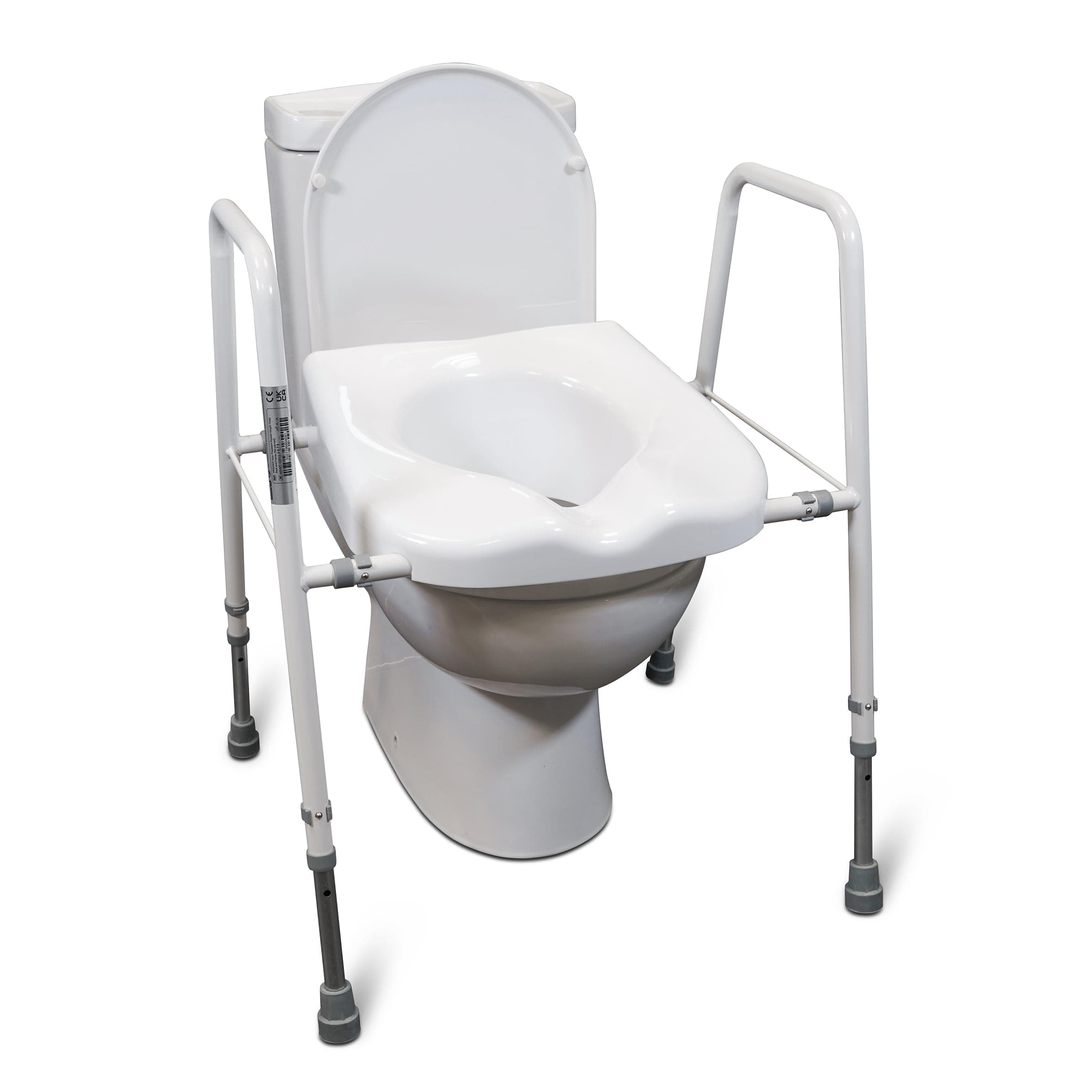 Aidapt Raised Toilet Seat and Frame.Height,Width Adjustable,Non-Slip Ferrules,Toilet Surround,Integral Armrests,Push-Pin Adjustment,No Tools Required,Minimal Assembly,Elderly,Hip Surgery Recovery