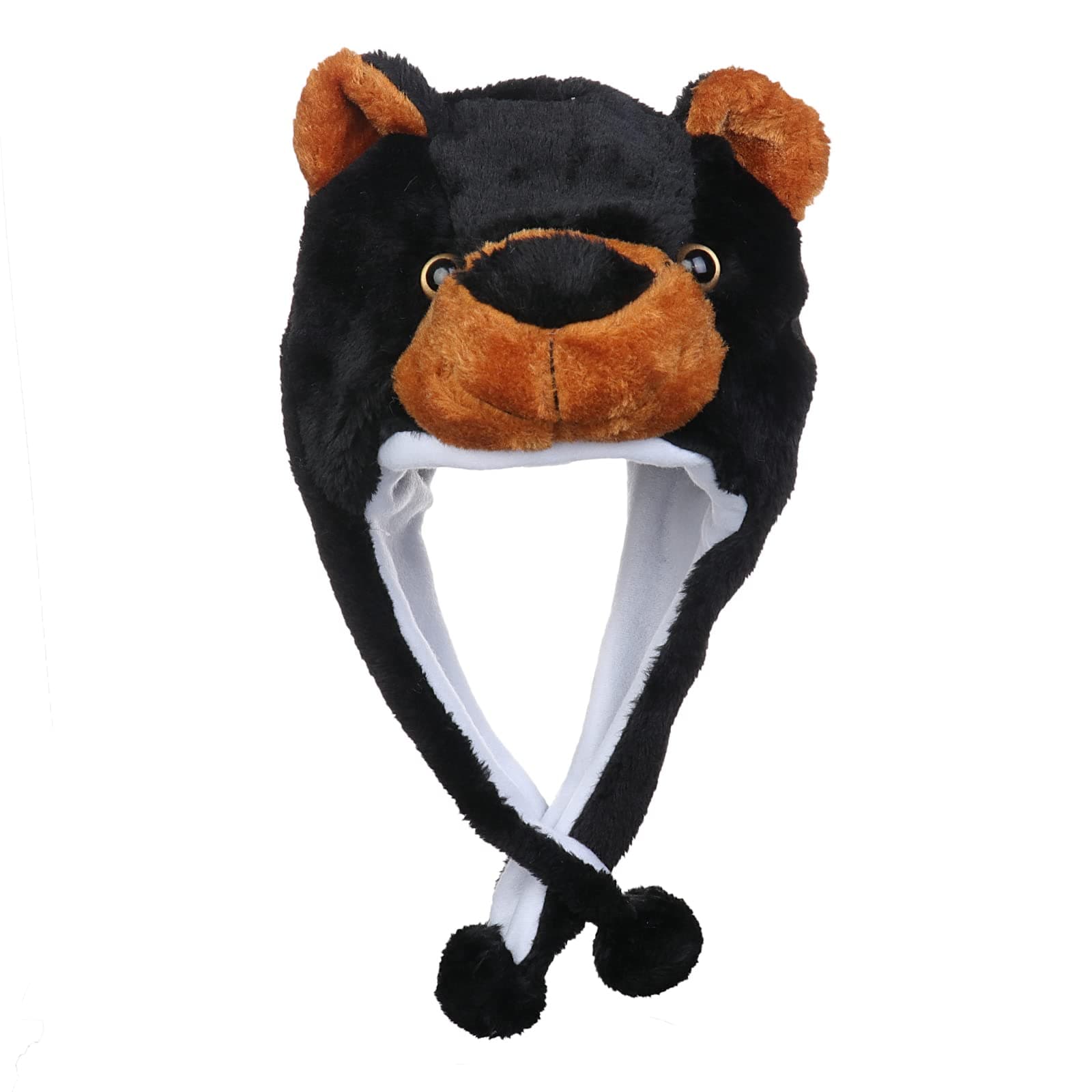 2-in-1 Hat with Ear Flaps Scarf Set Cute Plush Animal Hat Cosplay Costume Headwear Warm Soft Cozy Hats for Kids Adults One Size Novelty Headgear Photo Props