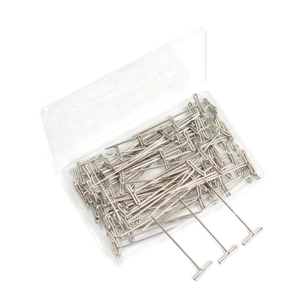 50 Pcs Straight T Pins for Blocking Knitting Sewing Modelling Wig Making and Crafts (1.8 Inch)