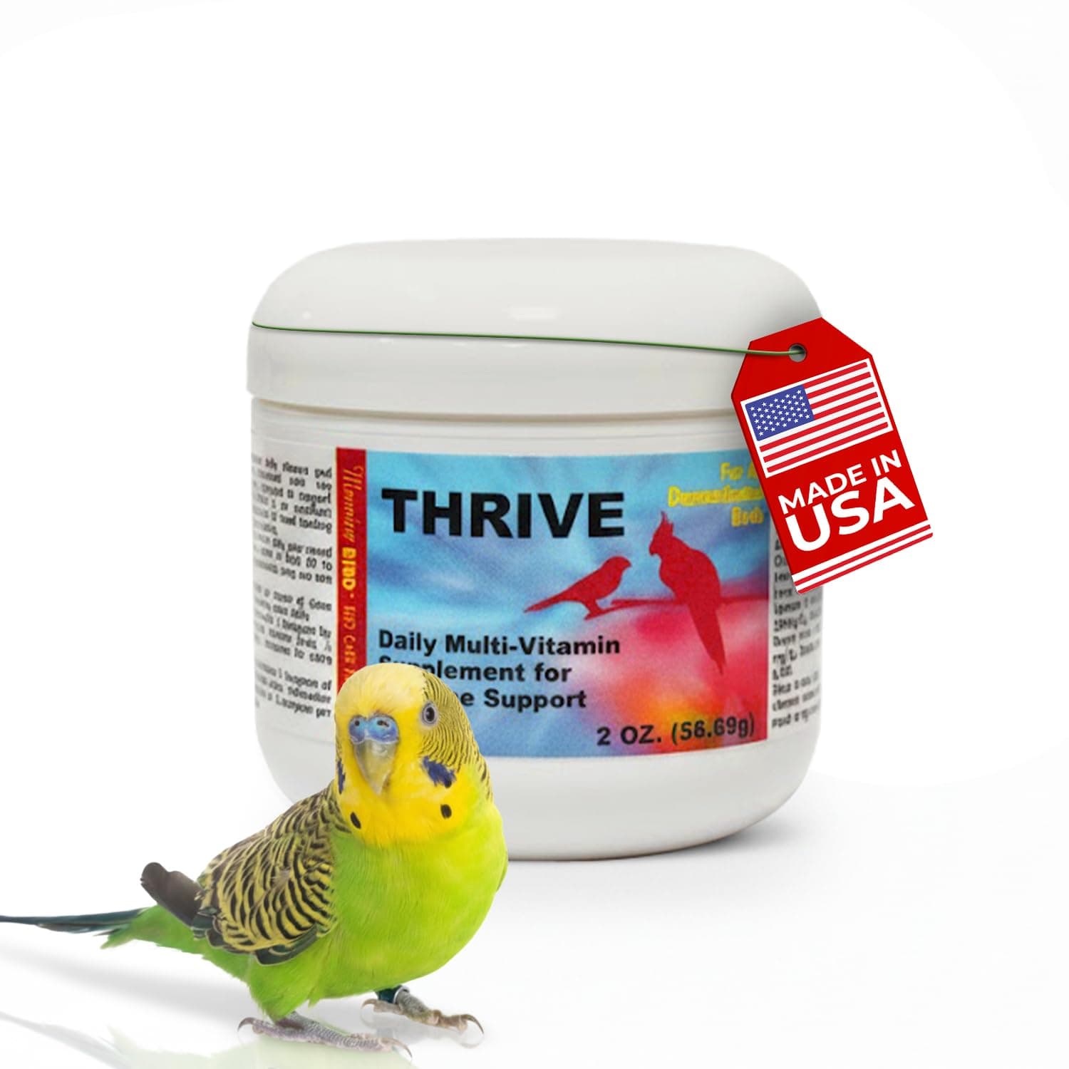 Morning Bird Thrive 2 Oz - Multi-Vitamin Bird Supplement Designed for Immune and Recovery Support - Formulated for Sick or Injured Birds - Protein Supplement and Energy Booster for All Adult Birds