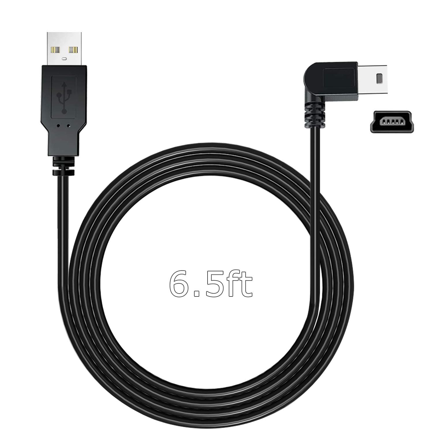 Charging Cable for Dash Cam,6.5 Ft Mini USB Dash Camera Mirror Dash Cam GPS Power Cord,Fit Garmin,CHORTAU,TOGUARD,Crosstour,Rexing V1/V1P,Vantrue N1/N2 Pro,GOODTS,Pruveeo,etc