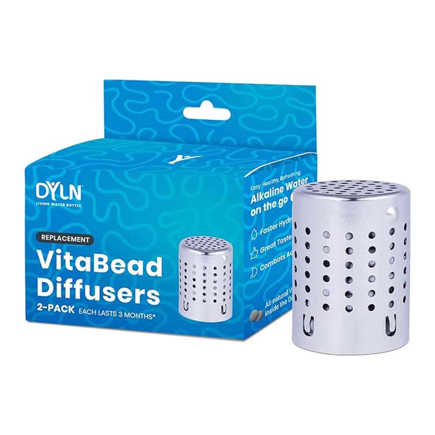 DYLN Inspired Extra VitaBead Diffuser (2-Pack) for The Living Alkaline Water Bottle - Creates Alkaline Water On-The-Go
