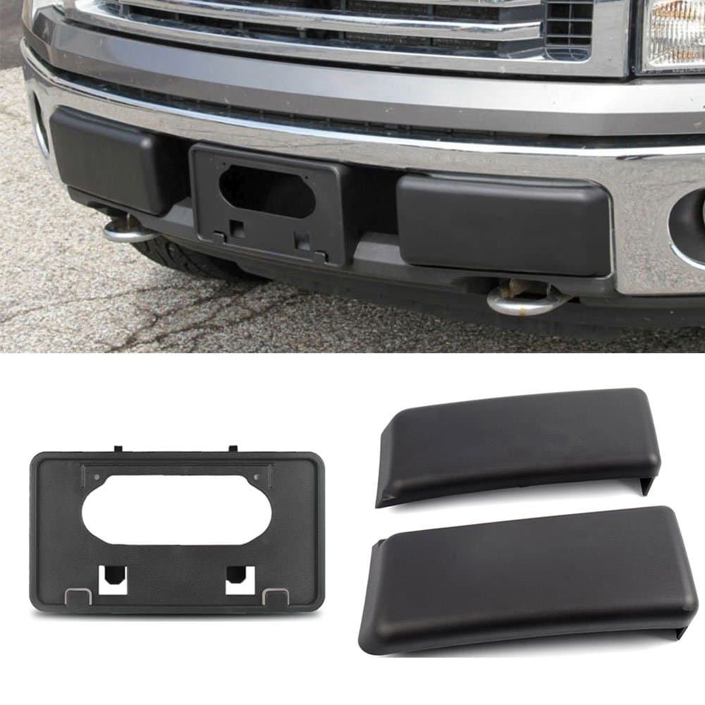 Winunite F150 Bumper Guards Pads Insert Replacement+Front Licenses Plate Frame Bracket Mounting Frame Holder for 2009-2014 F150(Replaces OE Part: FO1068134 and FO1053100)