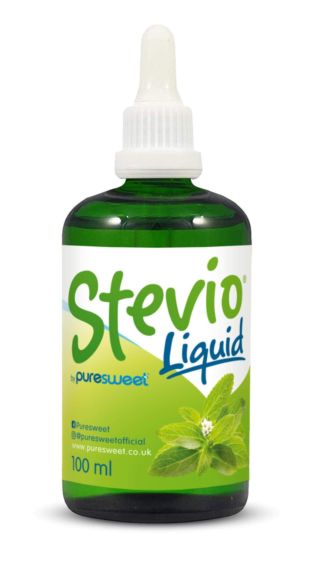 Stevio® Stevia Liquid Drops 100ml, Pure Stevia, 100% Natural, Zero Calorie Sweetener, Diabetic and Keto Friendly, Glass Bottle.