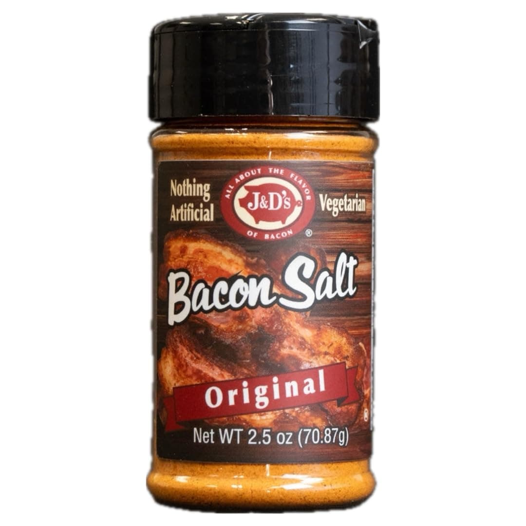 J&D's Bacon Salt, Original, 2.6 Ounce, Bacon-Flavored Seasoning Salt, Vegan, Vegetarian, Kosher