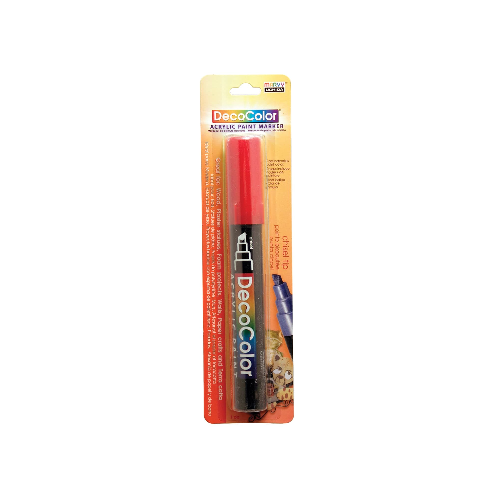 Uchida 315-C-2 Marvy Deco Color Chisel Tip Acrylic Paint Marker, Red