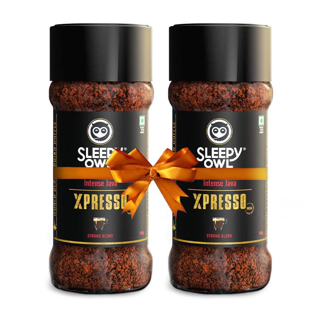 Sleepy Owl 100g Intense Java Xpresso Coffee - Pack of 2 | Strong Blend Instant Coffee | Makes 50 Cups | Dark Roasted To Perfection | Intense, Bold And Strong Flavour