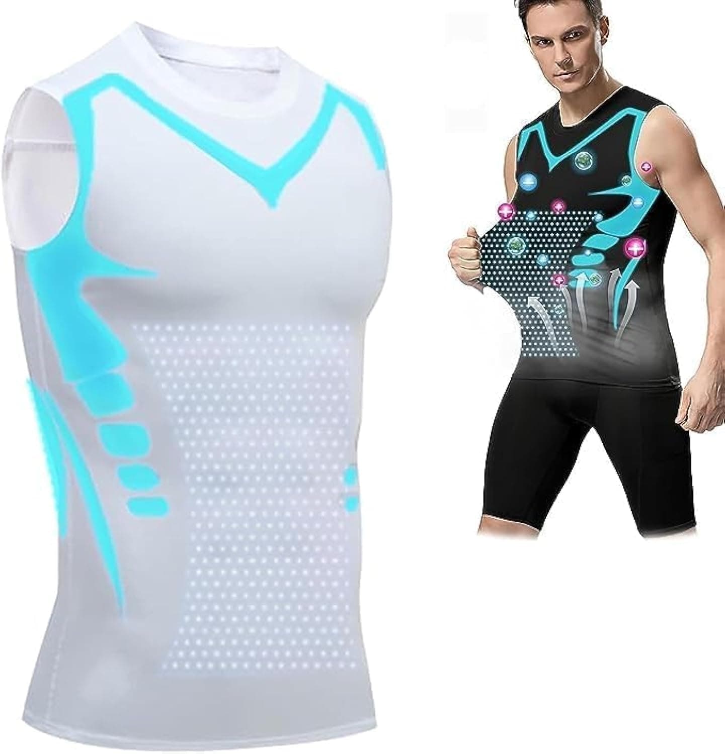 Energxcell Ionic Shaping Vest, 2023 New Version Energxcel Ionic Shaping Vest Men, for Men to Build a Perfect Body (White,Large)