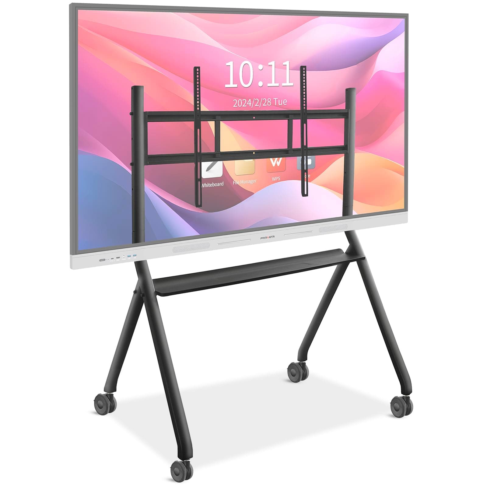 Interactive Whiteboard Portable Stand for 55"-86" Smart Board, Four Lockable Wheels, Sleek Design for The Modern Office or Classroom
