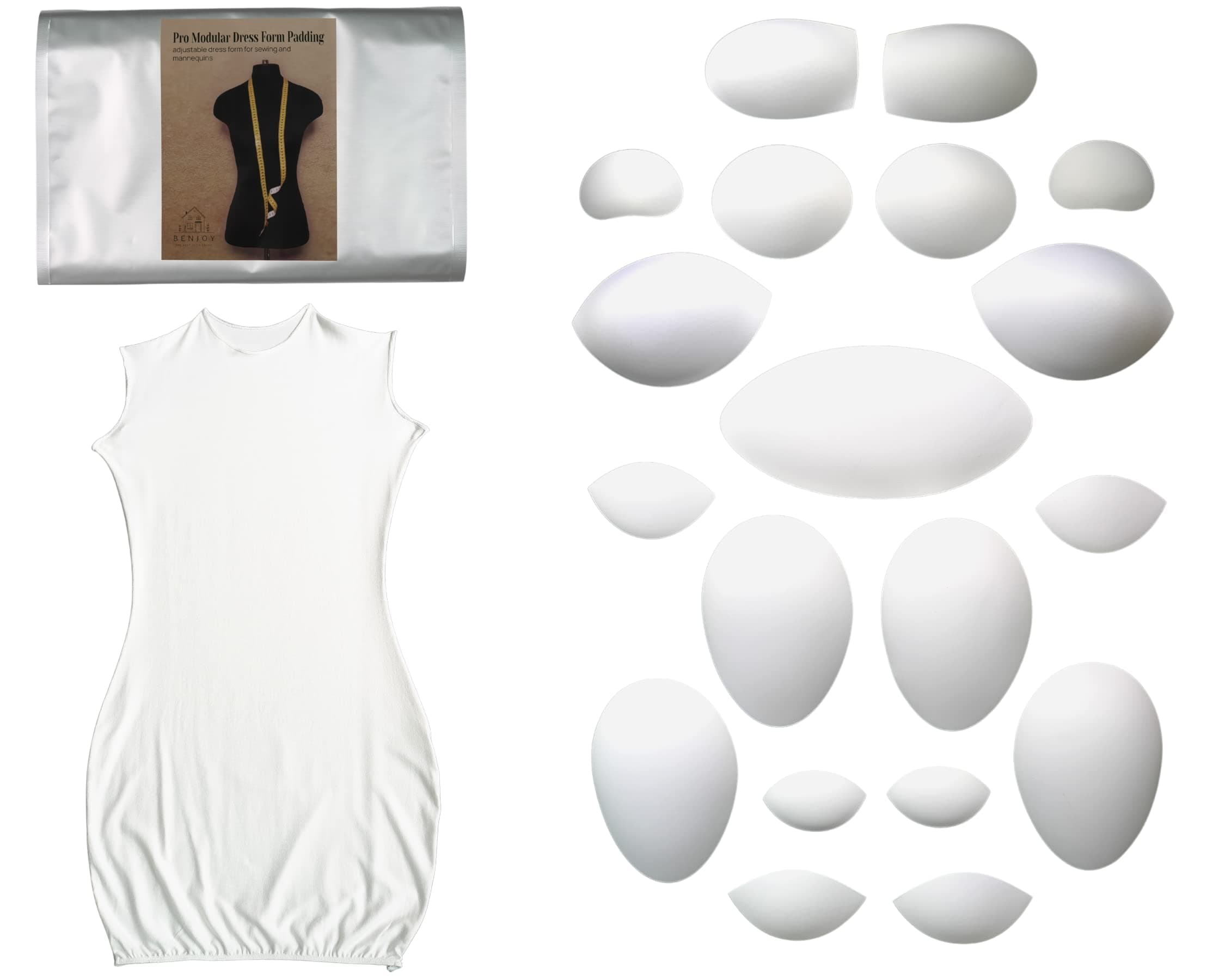 Pro Modular Dress Form Padding Plus Size Kit (24 Pieces) - Adjustable Body Form Set for Sewing and Mannequin - Adult Female Dress Padding - Making and Tailoring Accessories