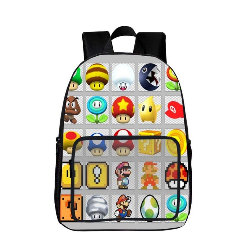 Backpack Children's 3D Super Mario Rucksack Primary School Bag Comfortable Baby Bag Waterproof K-16 inches