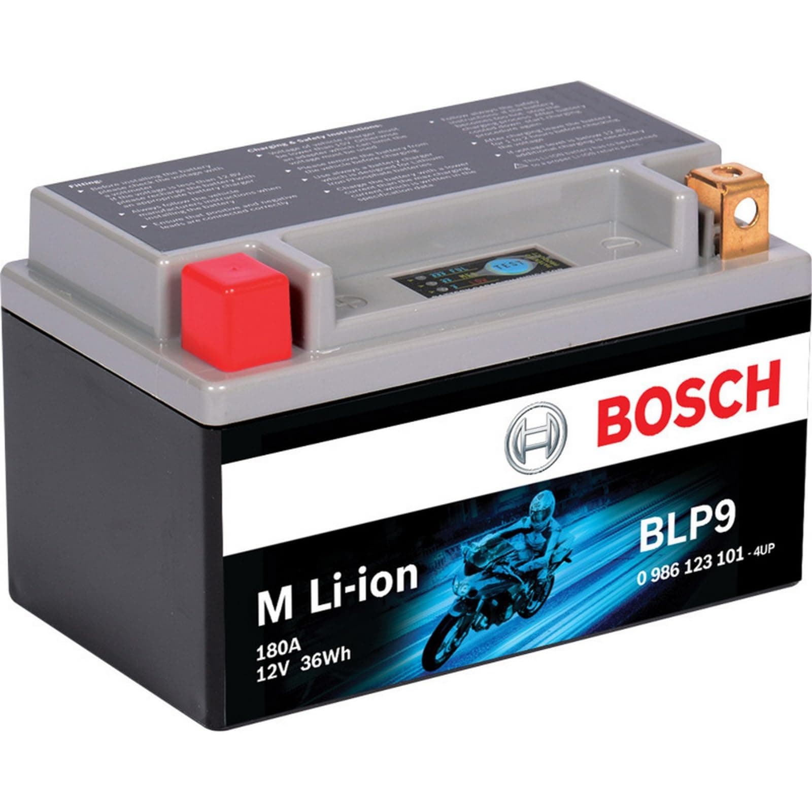BOSCH BLP9 - Group 9-12V Lithium Battery - Powersport Li-ion Phosphate - 120A for Motorcycles, ATV/UTV, Snow Mobiles, Personal Watercrafts, Scooters and Jet Skis - 5.91″ x 3.43″ x 4.13″