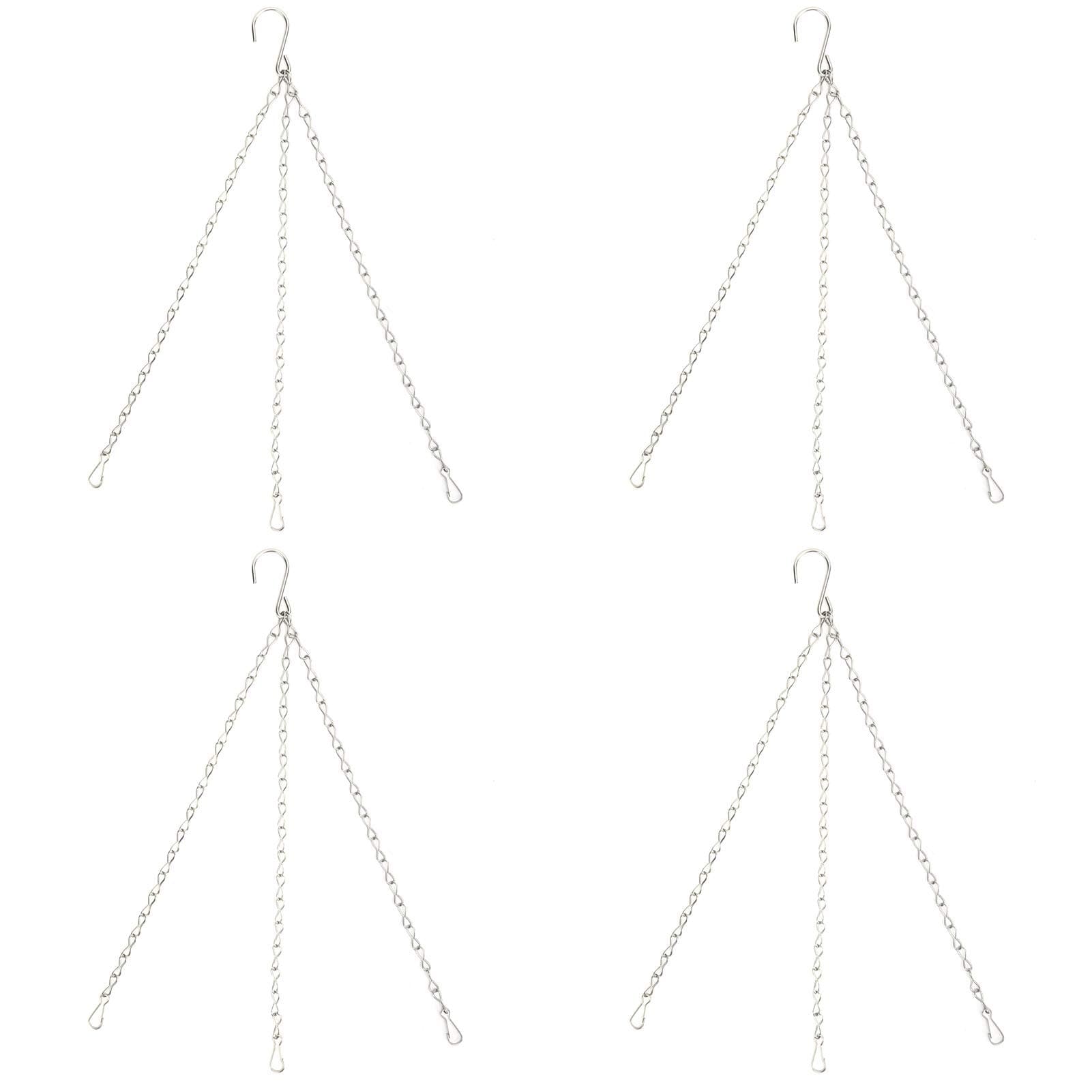 Hanging Basket Chains, 4 PCS Hanging Chain with Clips & Hooks, Stainless Steel Flower Pot Chains for Hanging Plants, Metal Hanging Basket Replacement Chain with 3 Point for Bird Feeders, Planters