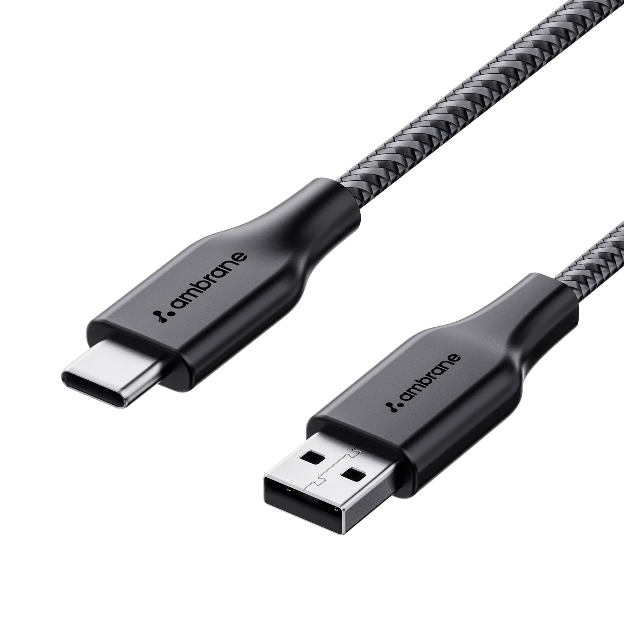 Ambrane Unbreakable 3A Fast Charging 1.5m Braided Type C Cable for Smartphones, Tablets & other Type C devices, 480Mbps Data Sync, Quick Charge 3.0 (RCT15A, Black)