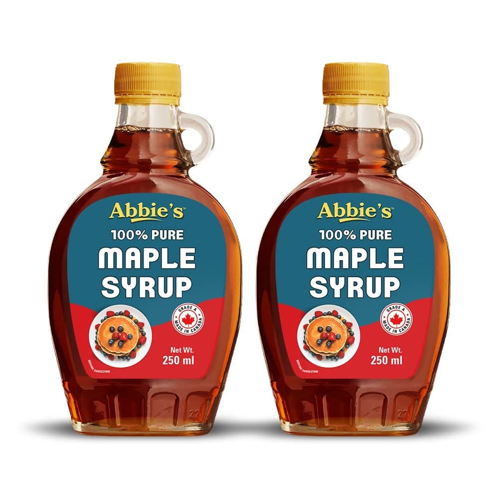 Abbie's Pure Maple Syrup, 334.6 g (250 ml - Pack of 2), Non GMO, Gluten Free, Product of Canada, Grade A,Rich Taste, Good for Pancakes, Waffles, Oatmeal, Granola, Frosting, Marinade Dressing