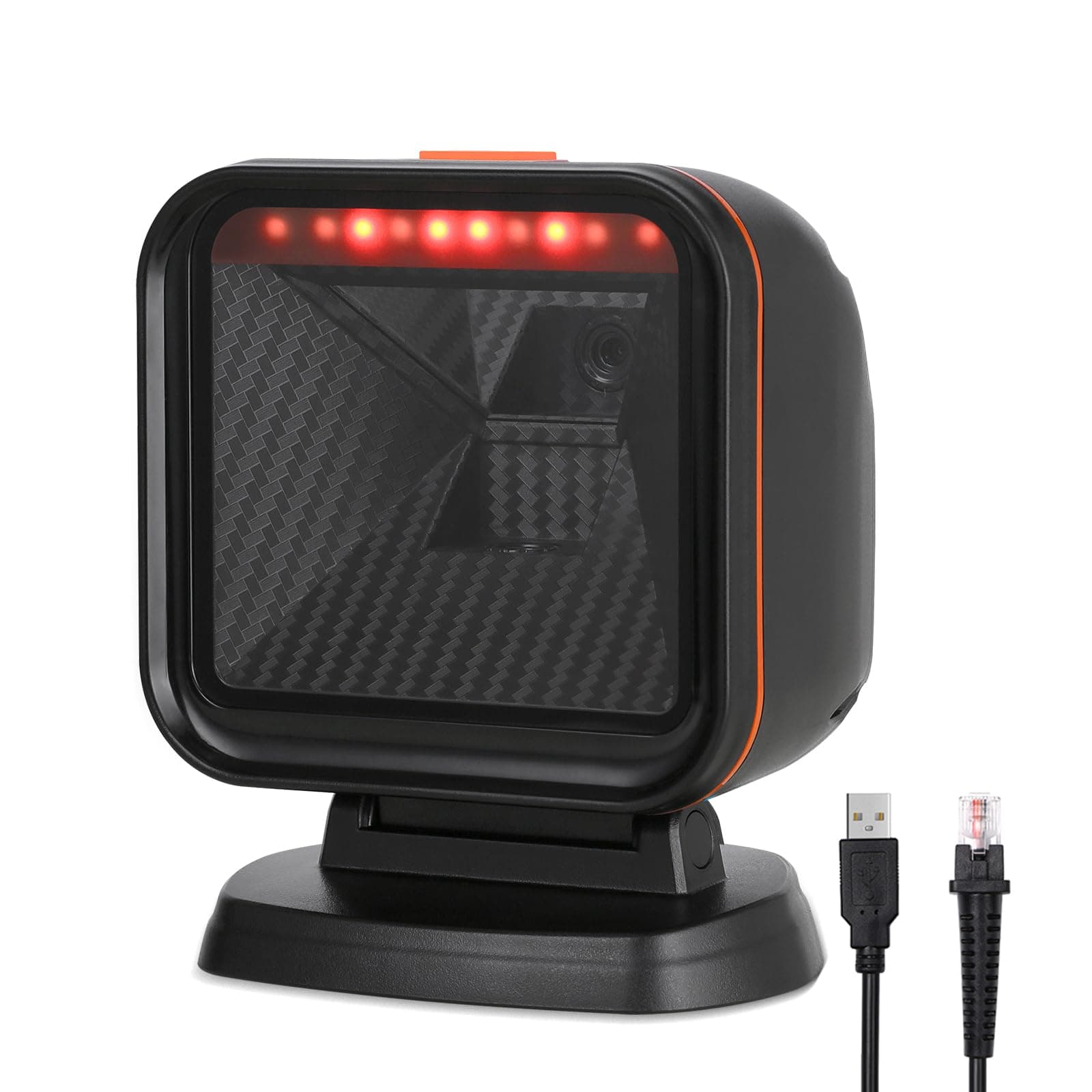 OBZ 1D 2D Hands-Free Barcode Scanner, Omnidirectional Automatic Sensing Scanning USB Wired Desktop Barcode Scanner, 2D PDF417 Data Matrix Bar Code Reader for POS PC, Retail Store, Supermarket, Library