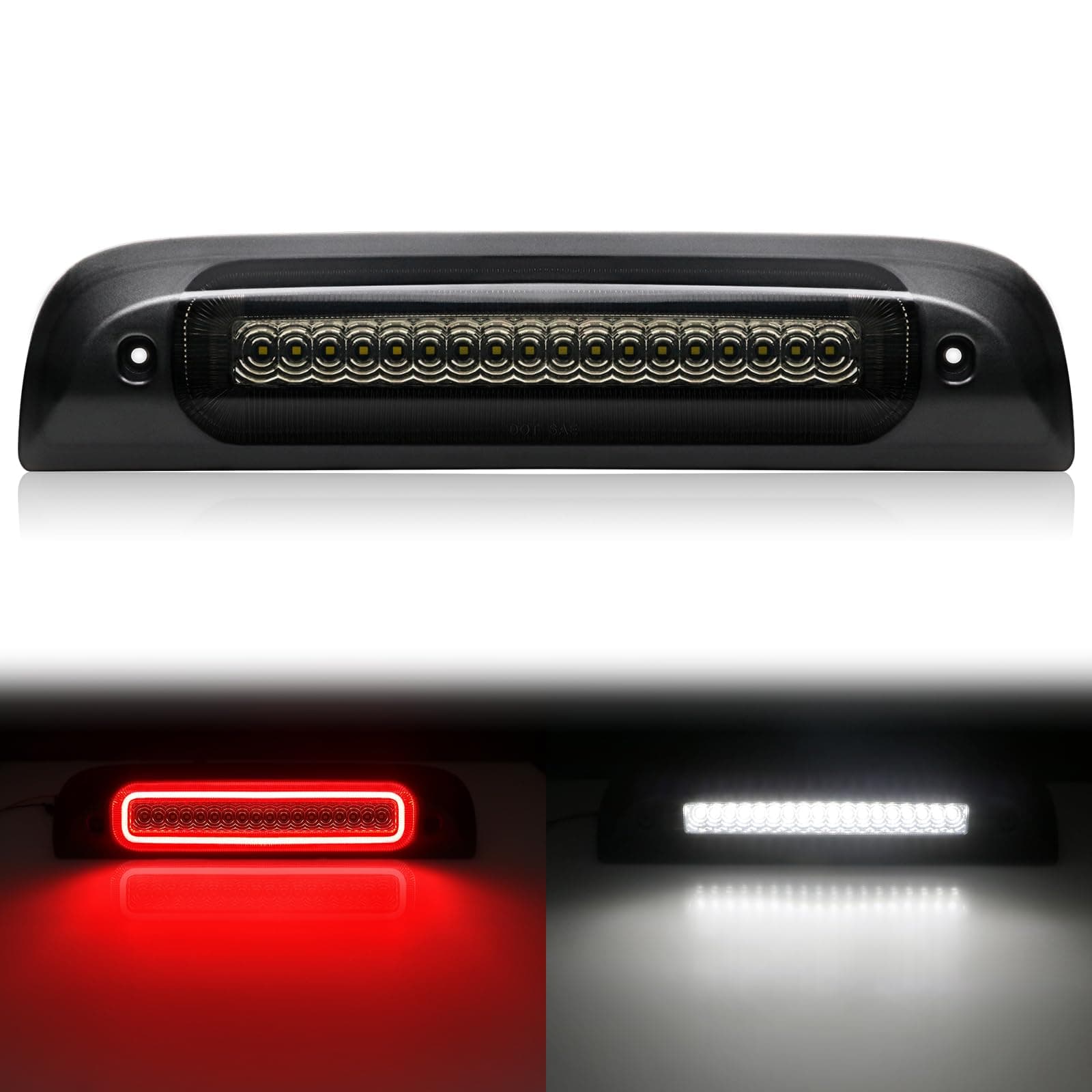 LED Third 3rd Brake Light Replacement for 2014-2019 Silverado Sierra 1500 2500HD 3500HD High Mount F1 Style Strobe Brake Light Smoked Lens