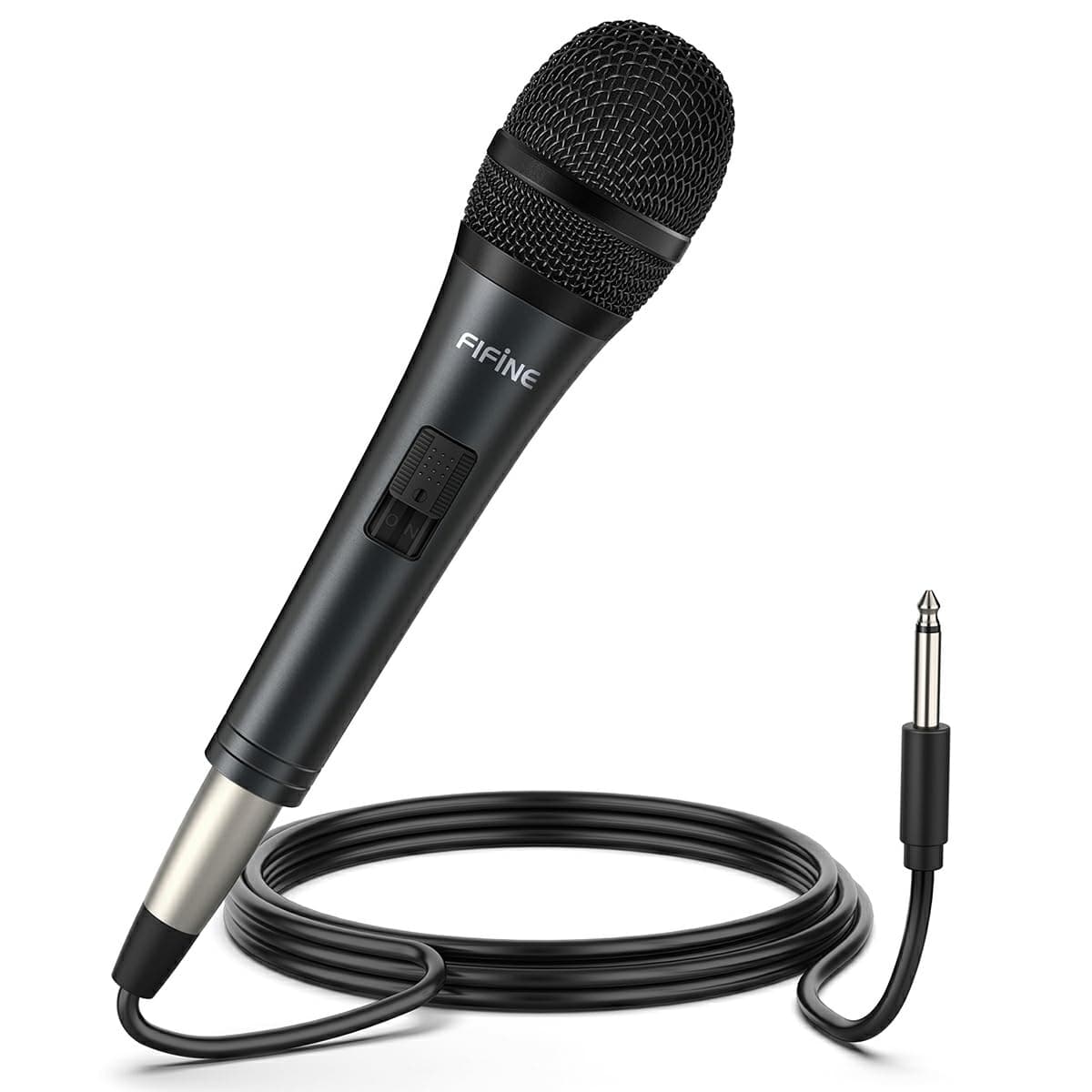 Fifine Karaoke Microphone, Dynamic Vocal Microphone for Speaker, 6.35MM Wired Handheld Mic with On and Off Switch and 14.8ft Detachable Cable-K6