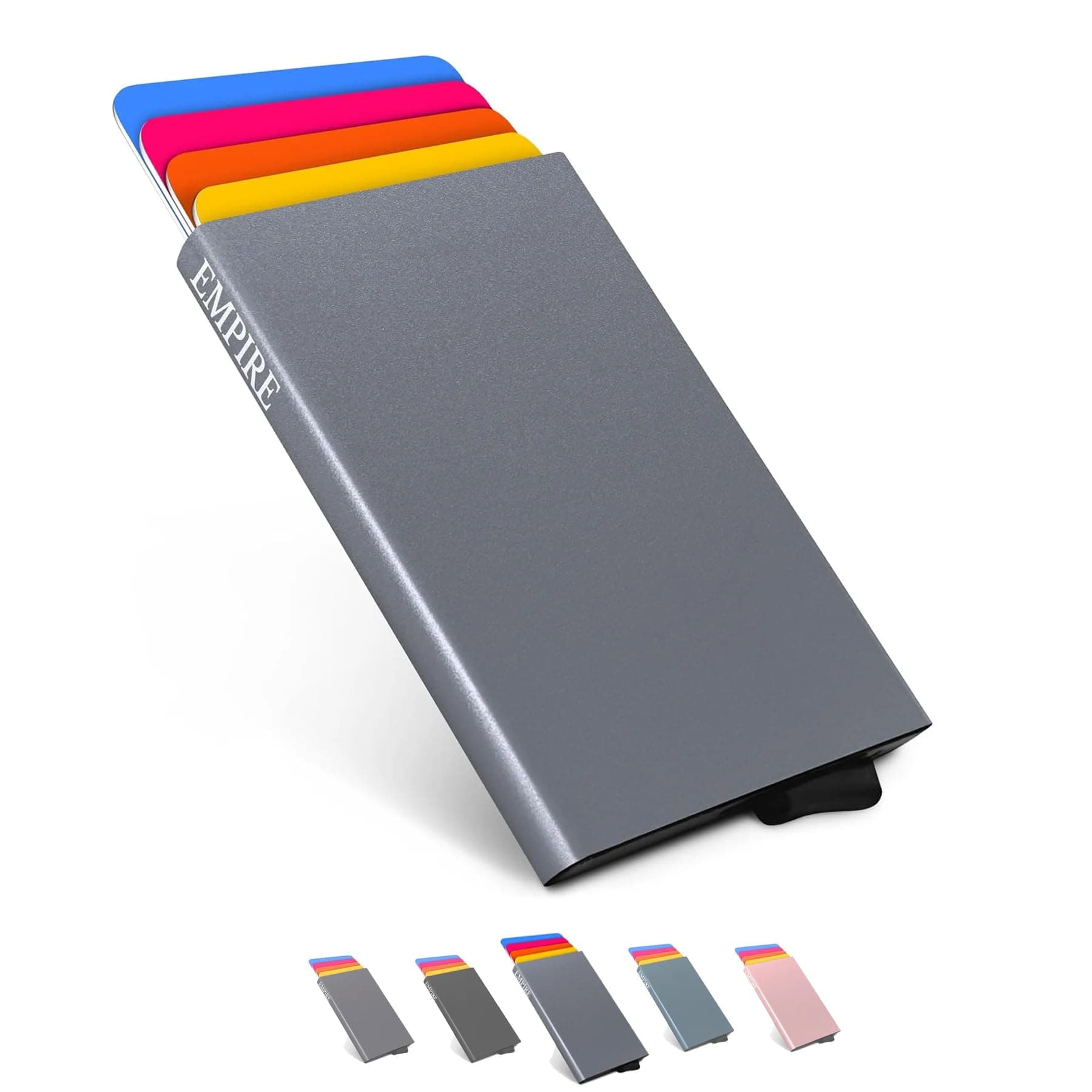 Empire Slim Wallet for Men – RFID/NFC Blocking Card Holder, Minimalist Matte Grey Wallet, Credit Card Case, Small Wallet for Women and Men