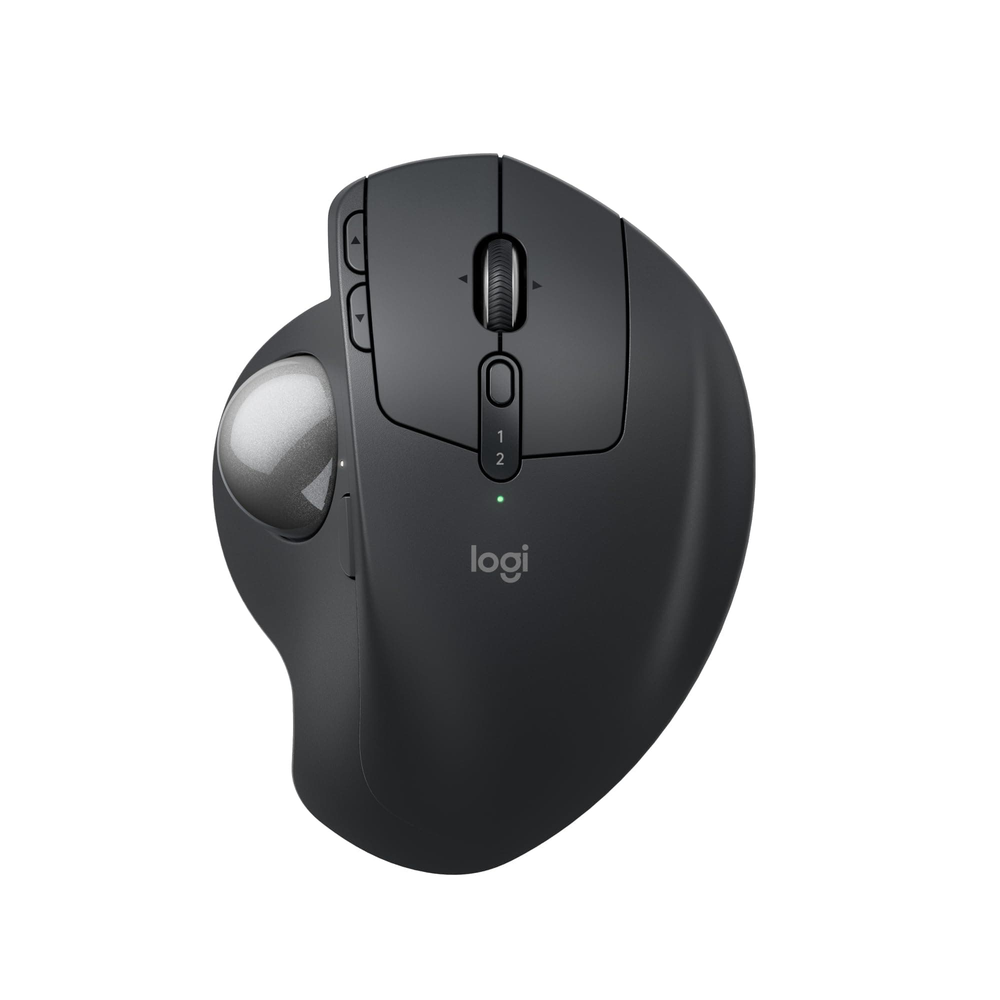 MX Ergo S Advanced Wireless Trackball Mouse, USB-C Rechargeable Wireless Ergonomic Mouse with Bluetooth and Encrypted Dongle, 6 Programmable Buttons, for PC/Mac - Graphite