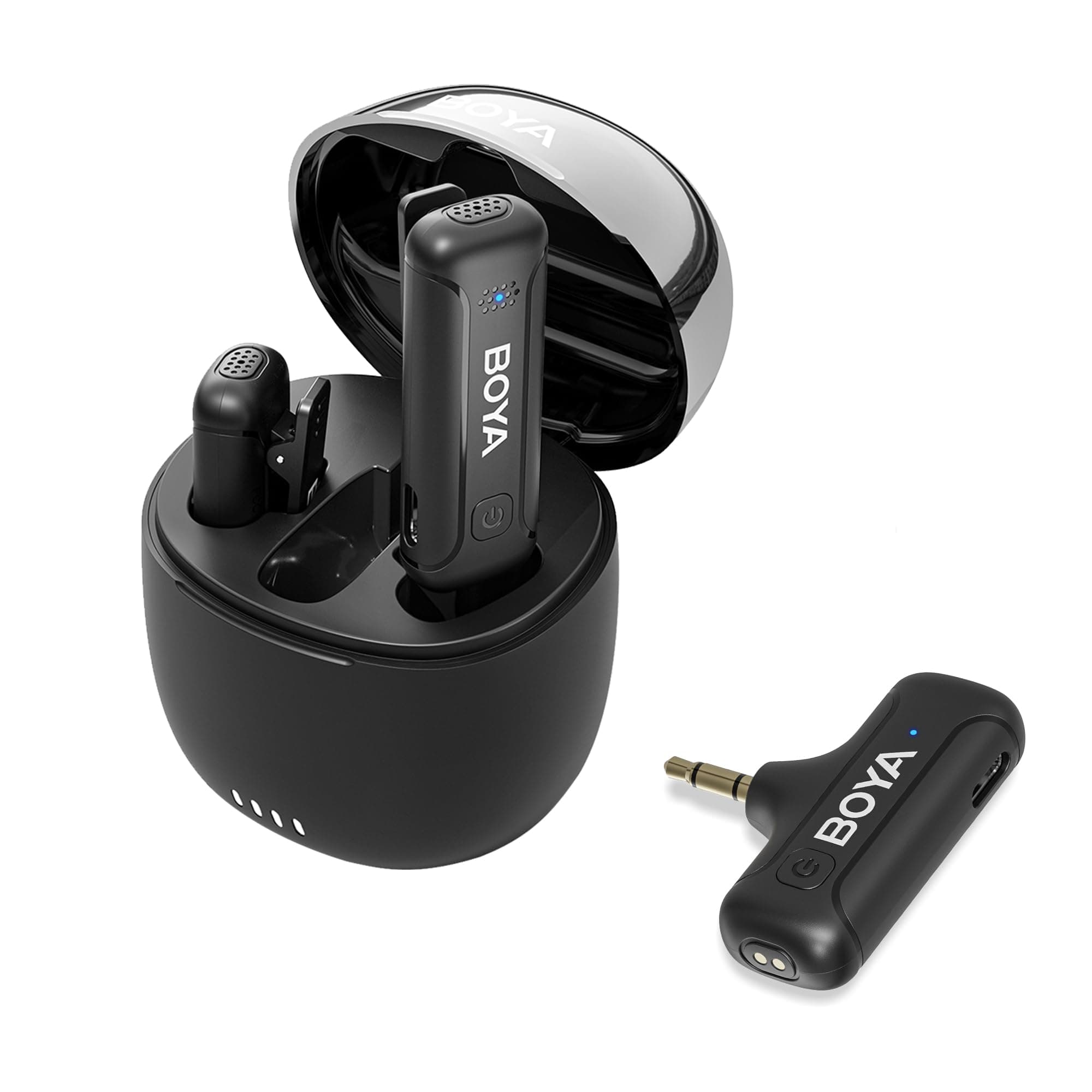 BOYA BY-WM3T Dual Wireless Lavalier Microphone for Camera, 2.4G Mini Lapel Clip-on Mic, Noise Reduction 10 Working Time for Podcast Live Stream Interview YouTube TikTok Recording (BY-WM3T-M2)