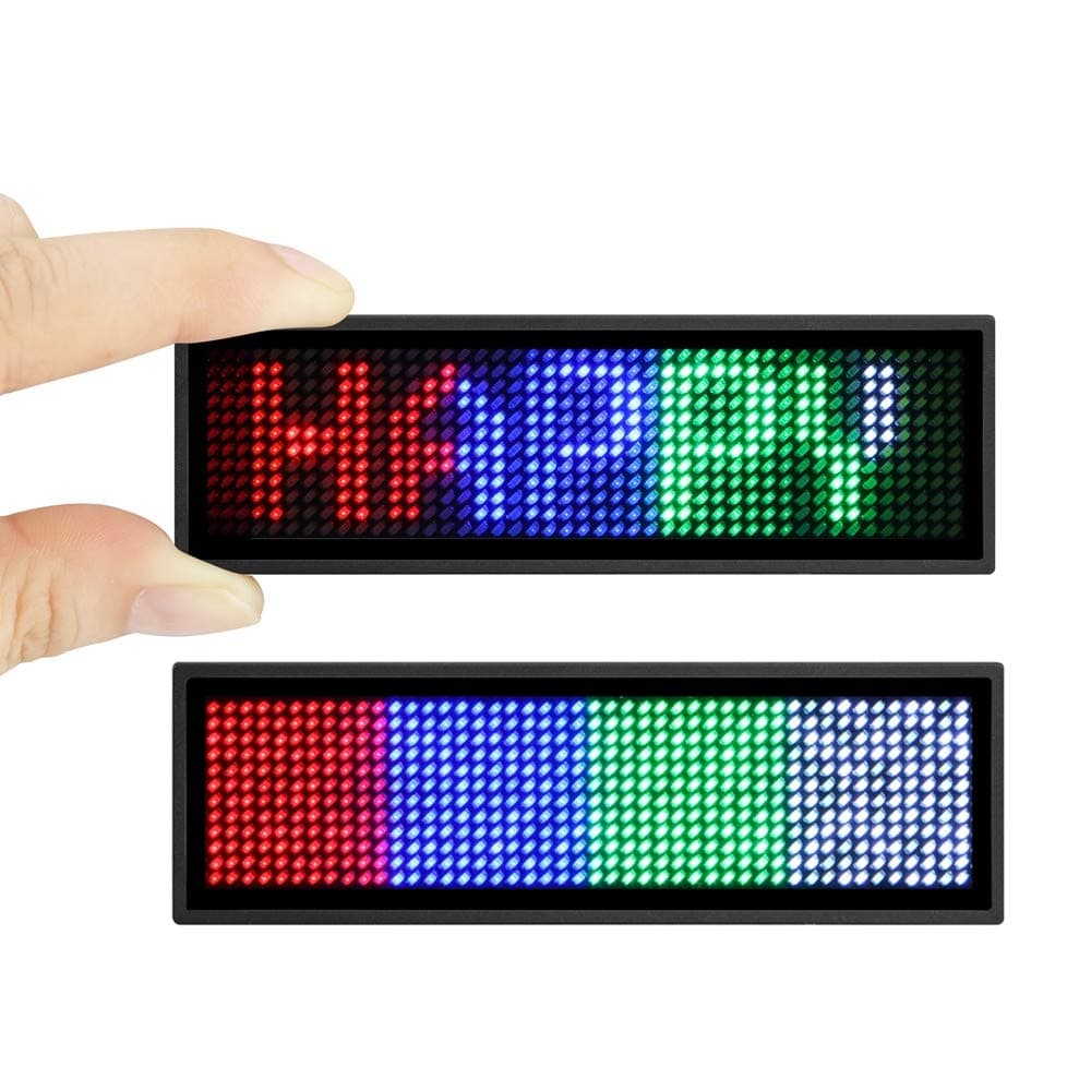 LED Name Tag 2 Pack, OUHL LED Name Badge Upgraded Cellphone Programmable Price Tag for Restaurant Shop Exhibition (Multicolored)