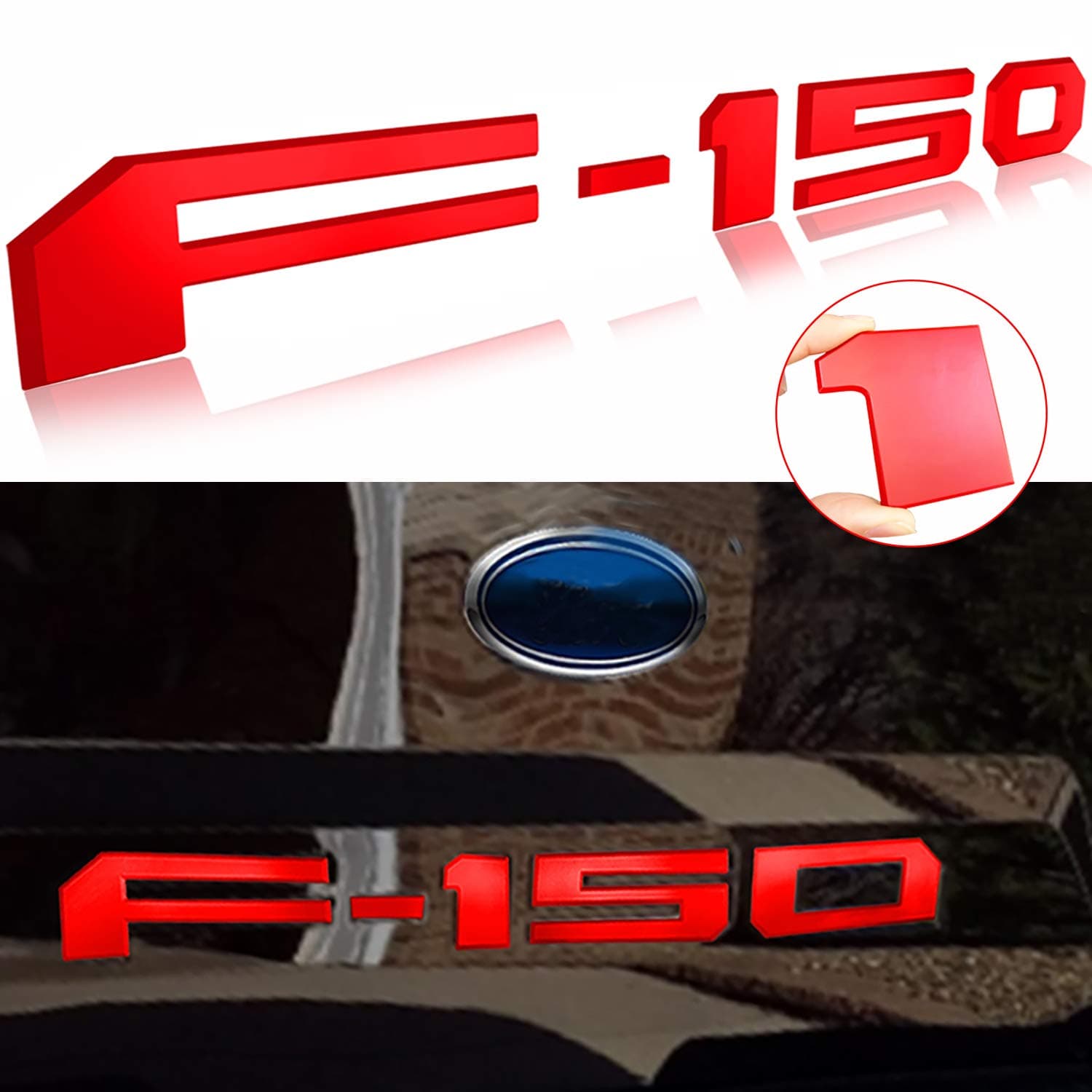 Tailgate Insert Letters Compatible with F150 2018 2019 2020 - 3M Adhesive & 3D Raised Tailgate Decal Letters-Matte Red