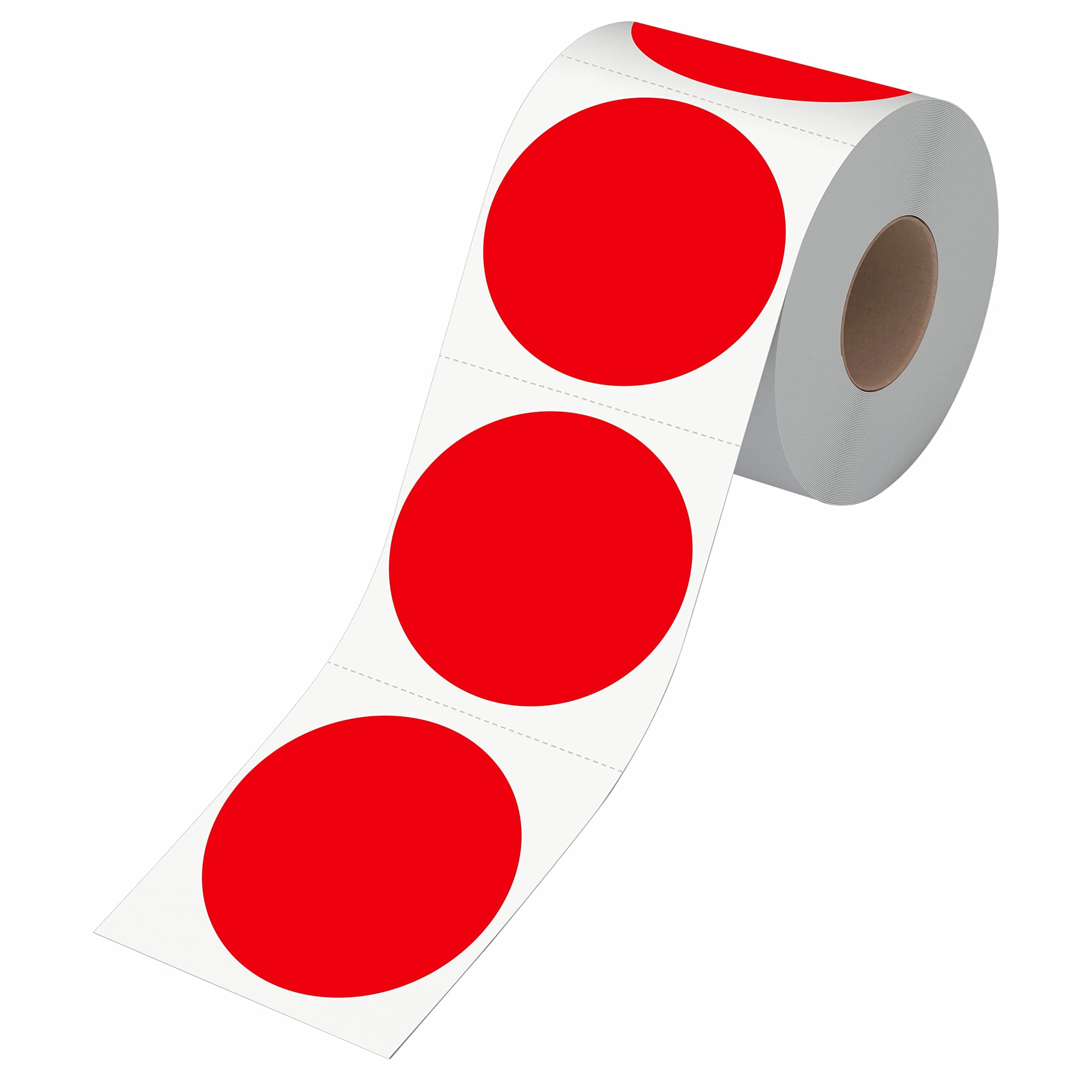 600 PCS Round Red Color Coding Circle Dots Inventory Stickers Labels with Perforation Line in Roll (2" in Diameter)