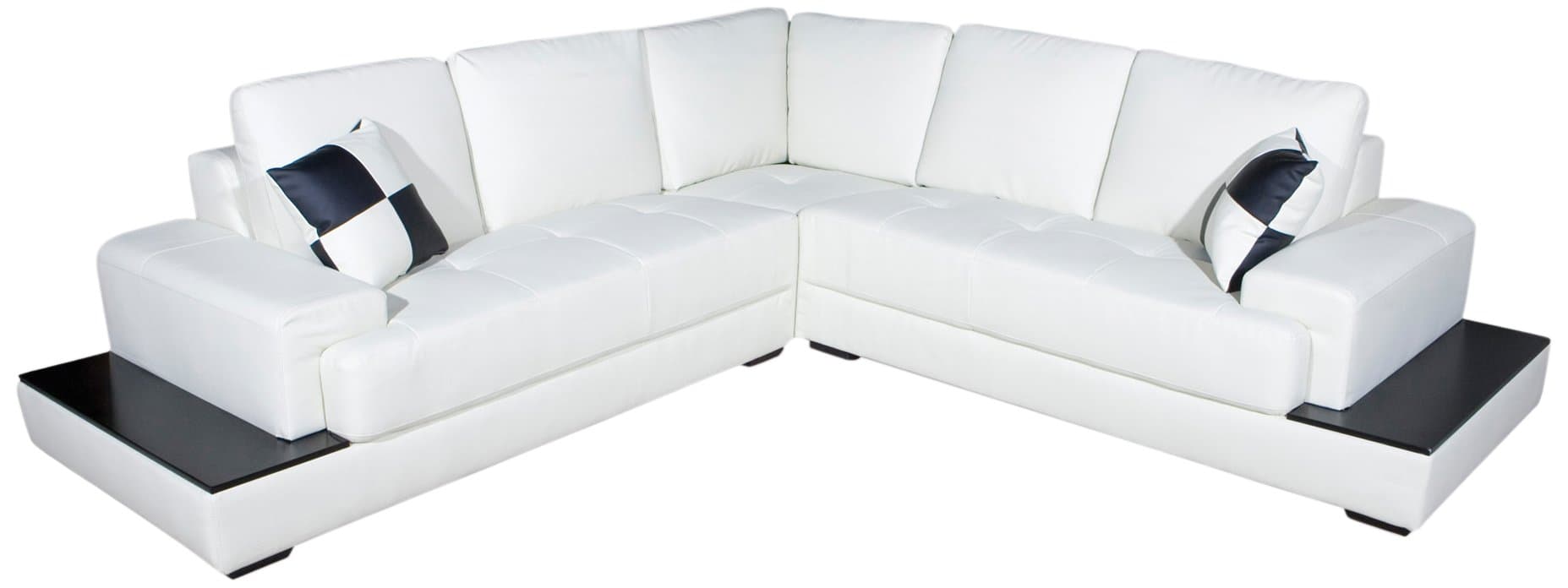 AC Pacific Helen Sectional Sofa, Cream White and Black