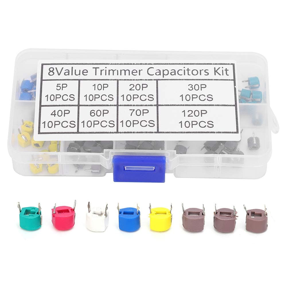 Trimmer Variable Capacitance Capacitor Kit 80pcs 6mm Trimmer Capacitor 5/10/20/30/40/60/70/120P Electronic Capacitor Kit