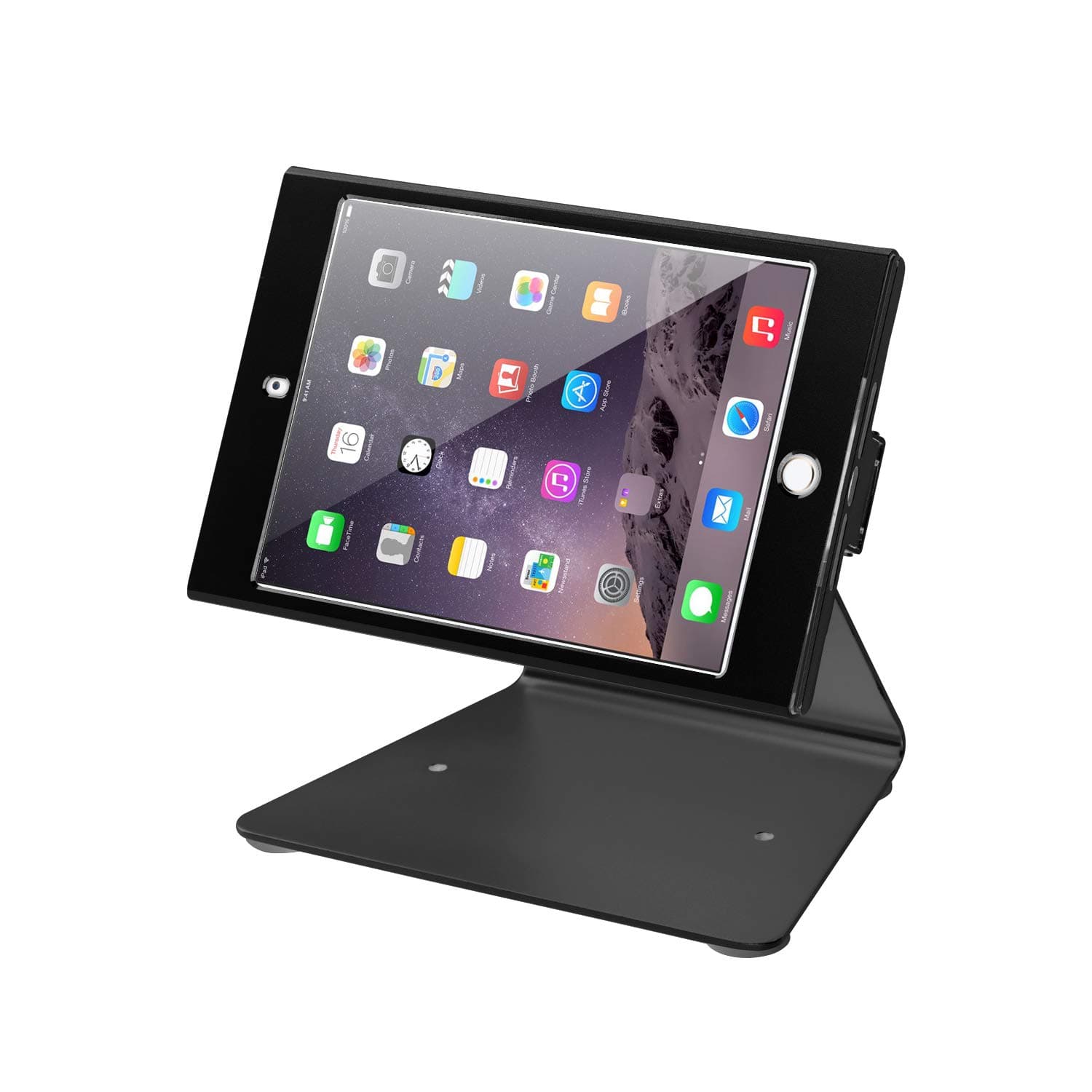 Firstand Tablet Stand Holder Mini Desktop Anti-Theft Security Kiosk & POS Stand Holder Enclosure Lock Key, Compatible iPad Mini 1/2/3/4, 360 Degree Rotating Design(Black)