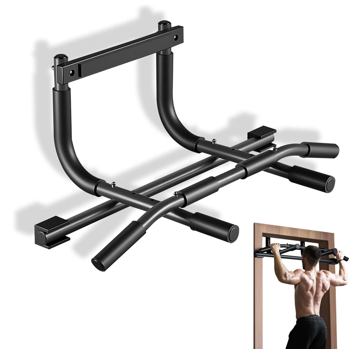 Pull Up Bar Doorway, Portable Chin Up Bar Door Frame Upper Body Workout Rod Adjustable height Strength Training Pullup Stick No Screw Hanging Rod for Exercise 80-85cm Door for Home Fitness Sports Gym