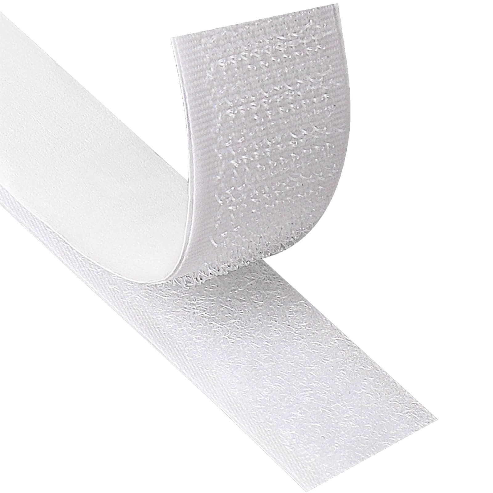 Blooven Velcro Adhesive 8 m Extra Strong Double-Sided Adhesive Tape with Velcro 20 mm Wide Adhesive Pad Fluff Band and Hook Ribbon (White)