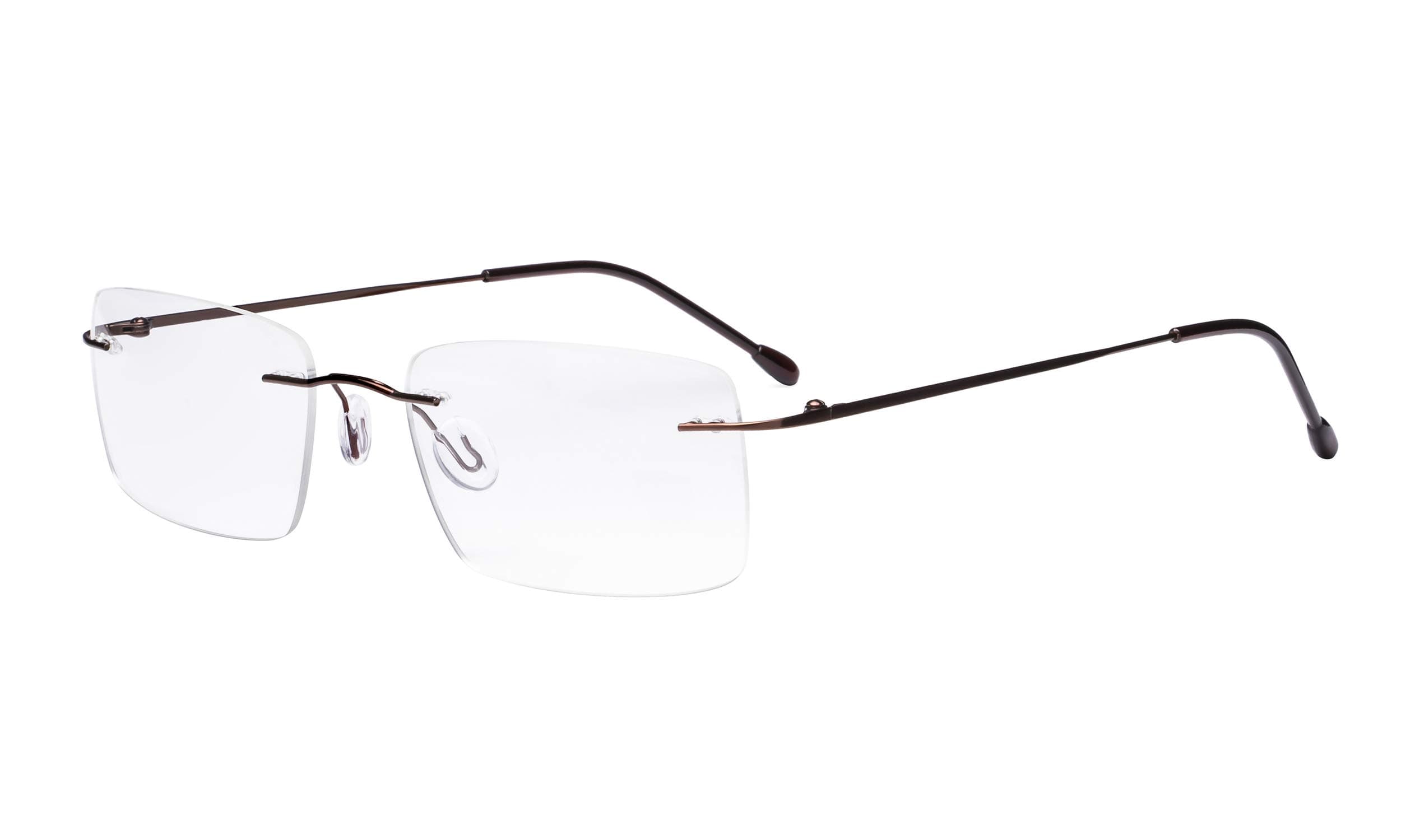 Eyekepper Frameless Reading Glasses for Men Reading - Rectangle Rimless Reader Eyeglasses Brown +1.75