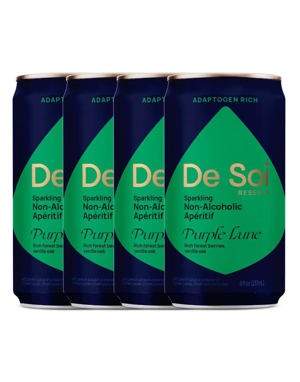 Purple Lune Non-Alcoholic Drinks 4-Pack (8 fl oz) Variety Pack - Ready to Drink Beverages, Alcohol Free Alternative, Sparkling Aperitifs with Adaptogens, Natural Botanicals
