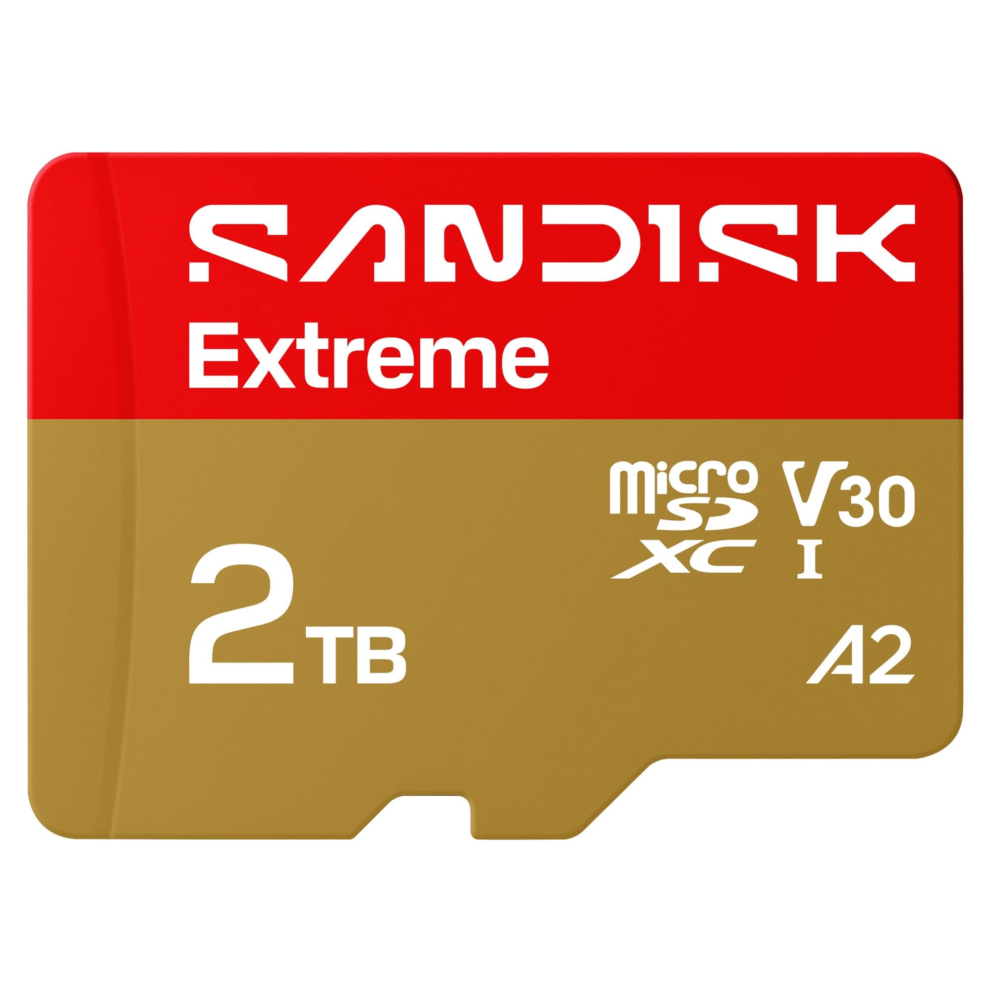 2TB Extreme microSDXC UHS-I Memory Card with Adapter - Up to 240MB/s, C10, U3, V30, 4K, 5K, A2, Micro SD Card- SDSQXAV-2T00-GN6MA