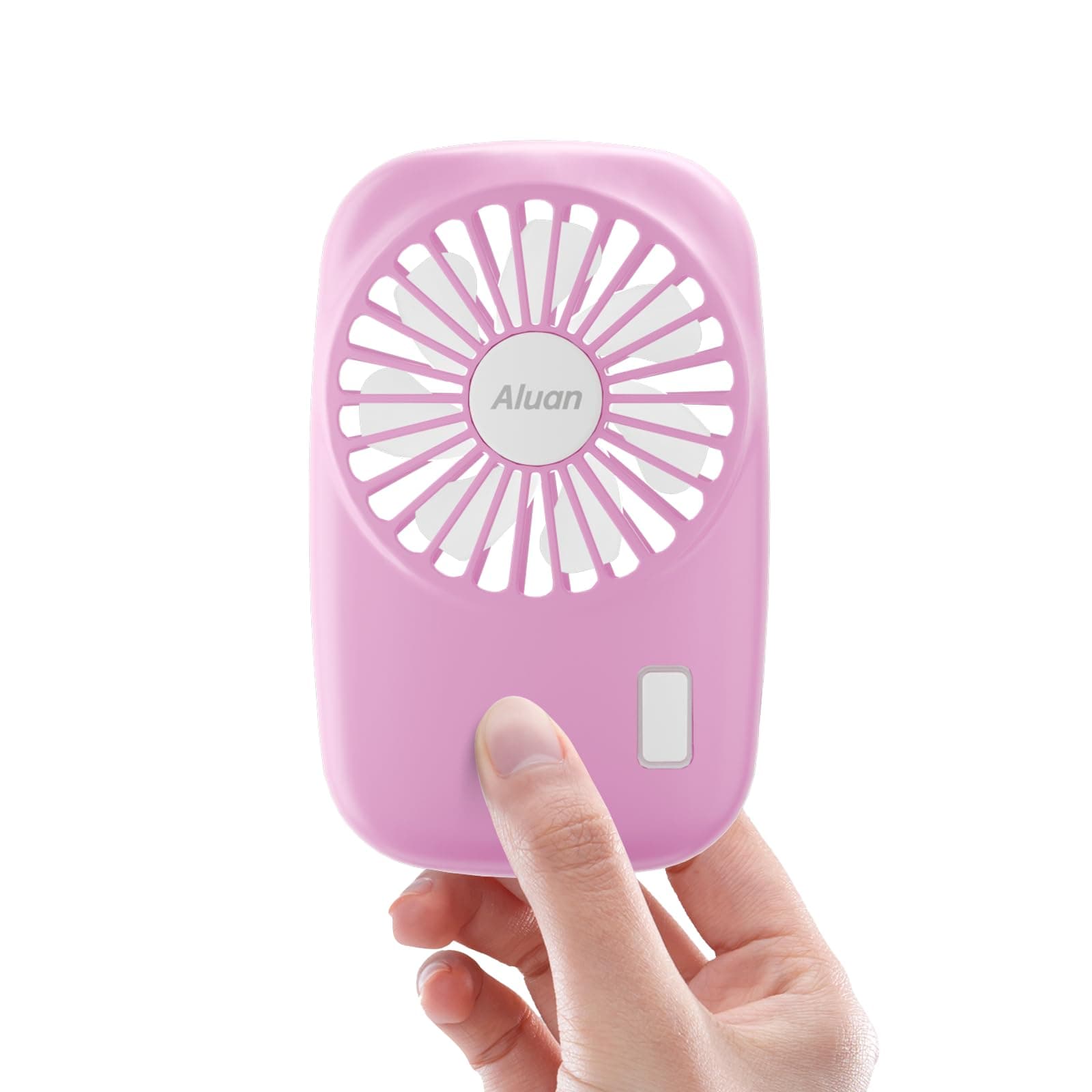 Aluan Handheld Mini Fan Powerful Small Personal Portable Speed Adjustable USB Rechargeable Eyelash Fan for Kids Girls Boys Woman Man Home Office Outdoor Travel, Pink