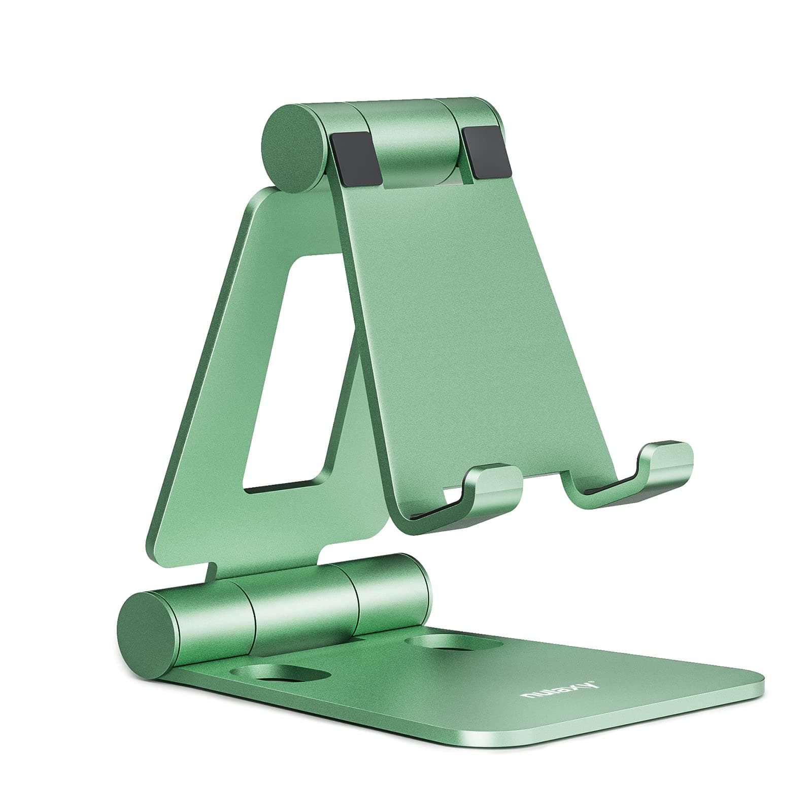 Nulaxy Dual Folding Cell Phone Stand, Fully Adjustable Foldable Desktop Phone Holder Cradle Dock Compatible with iPhone 17 16 15 14 13 12 11 Pro Max Xs Xr X 8, Nintendo Switch, All Phones- Green