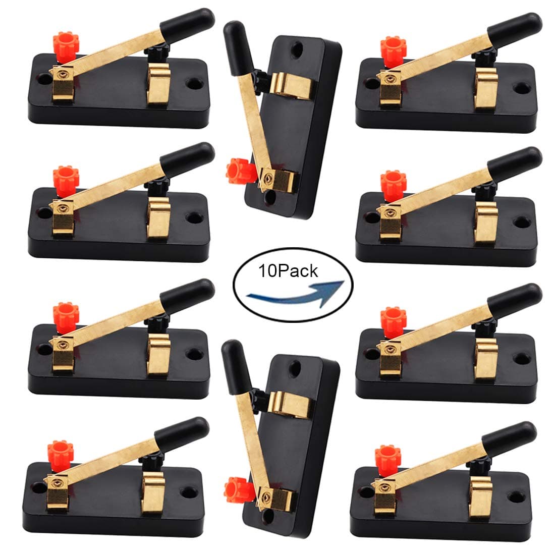 Lime2018 10pcs Single Pole Single Throw Switch:Used for Physics Laboratory,School Electronic Experimenting,Great for Demos Teaching Basic Principles of Electricity & How a Simple Circuit Works
