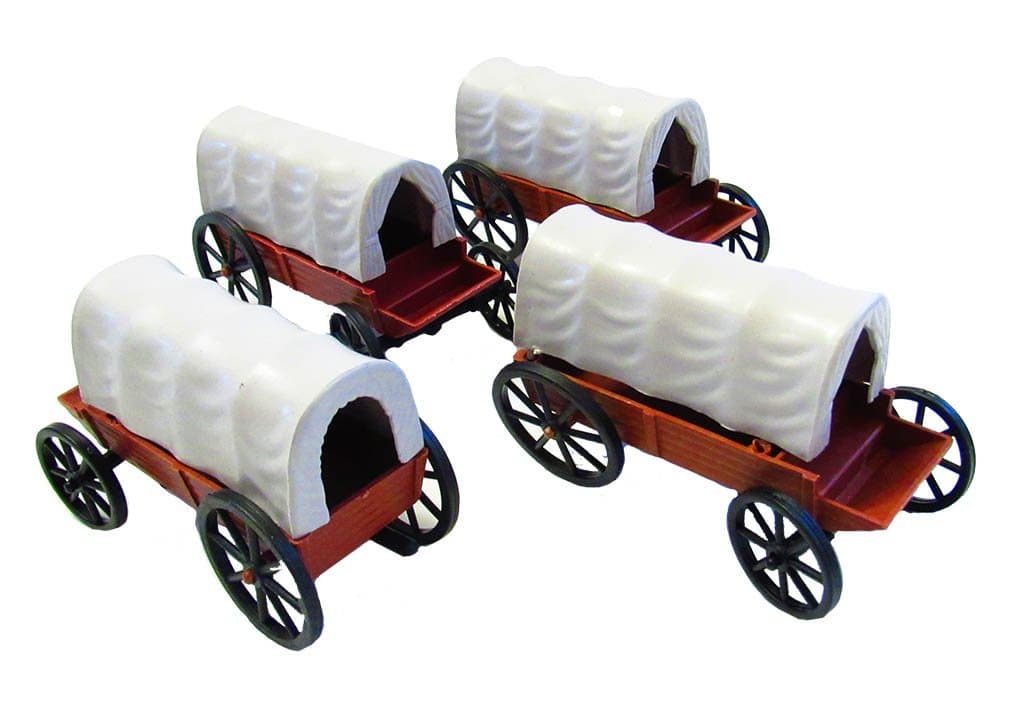 4 Pieces Covered Western Wagons (4 inches)