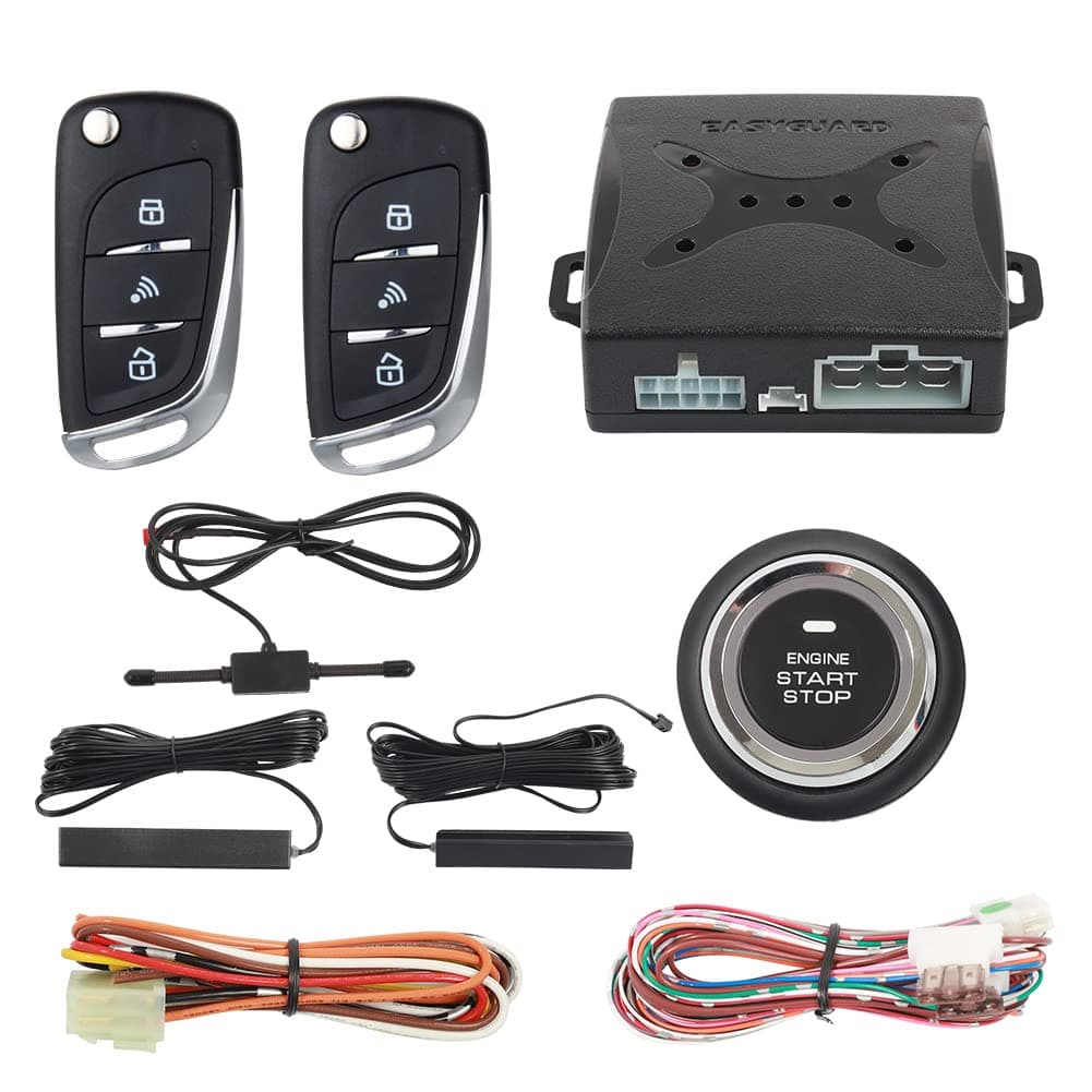 EASYGUARD PKE Passive Keyless Entry Car Alarm System Push Start Button Remote Start Starter DC12V EC003N-V-1
