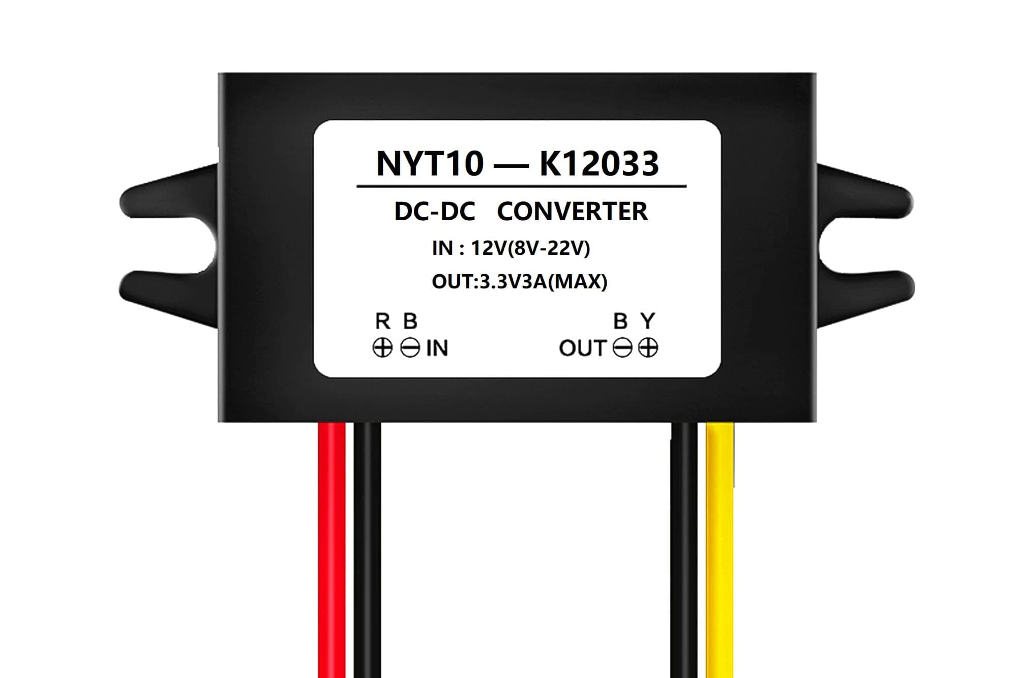 NOYITO DC to DC 3.3V 3A Converter Buck Module 12V-22V IP67 Waterproof with Overcurrent Overheat Short-Circuit Undervoltage Protection (3.3V 3A, Black)