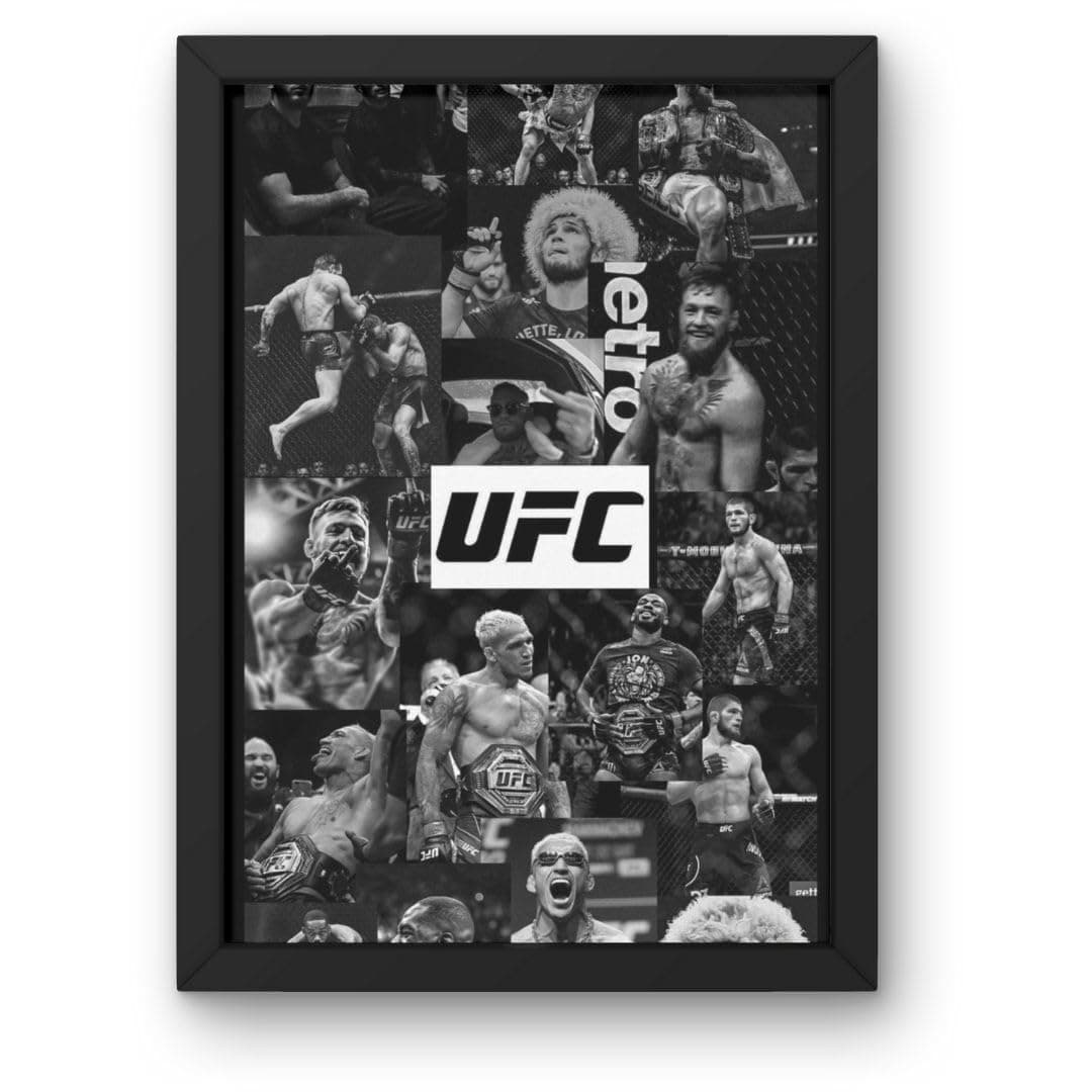 UFC Collage Framed Poster - Mc gregor, Khabib Poster With Frame -A4 Size 8x12 Inches| 3mm Unbreakable Acrylic Glass |for Living Room, Bedroom, Office, Boys room, hostels