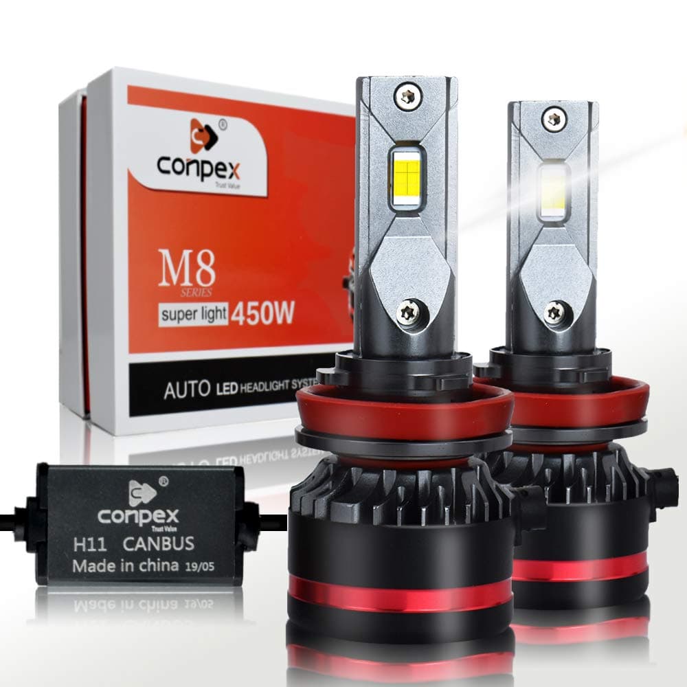 CONPEX H11 LED Headlight Bulbs Conversion Kit 12,000 LM Extremely Brigh 6000K Xenon White 2 Years Warranty for High Beam Low Beam(360° Light)